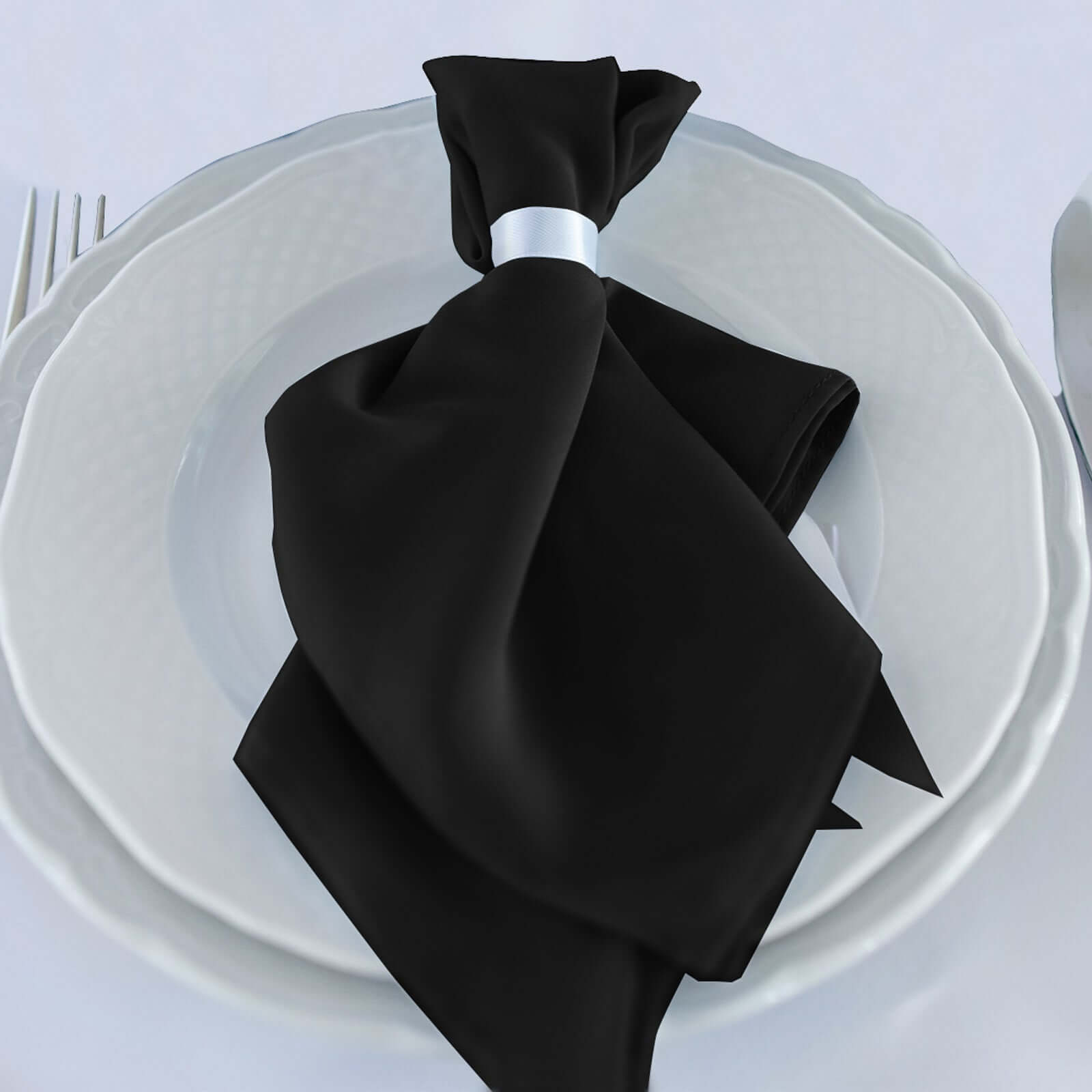 5 Pack Premium Scuba 20x20 Napkins Black - Durable & Reusable Dinner Napkins for a Polished Tablescape