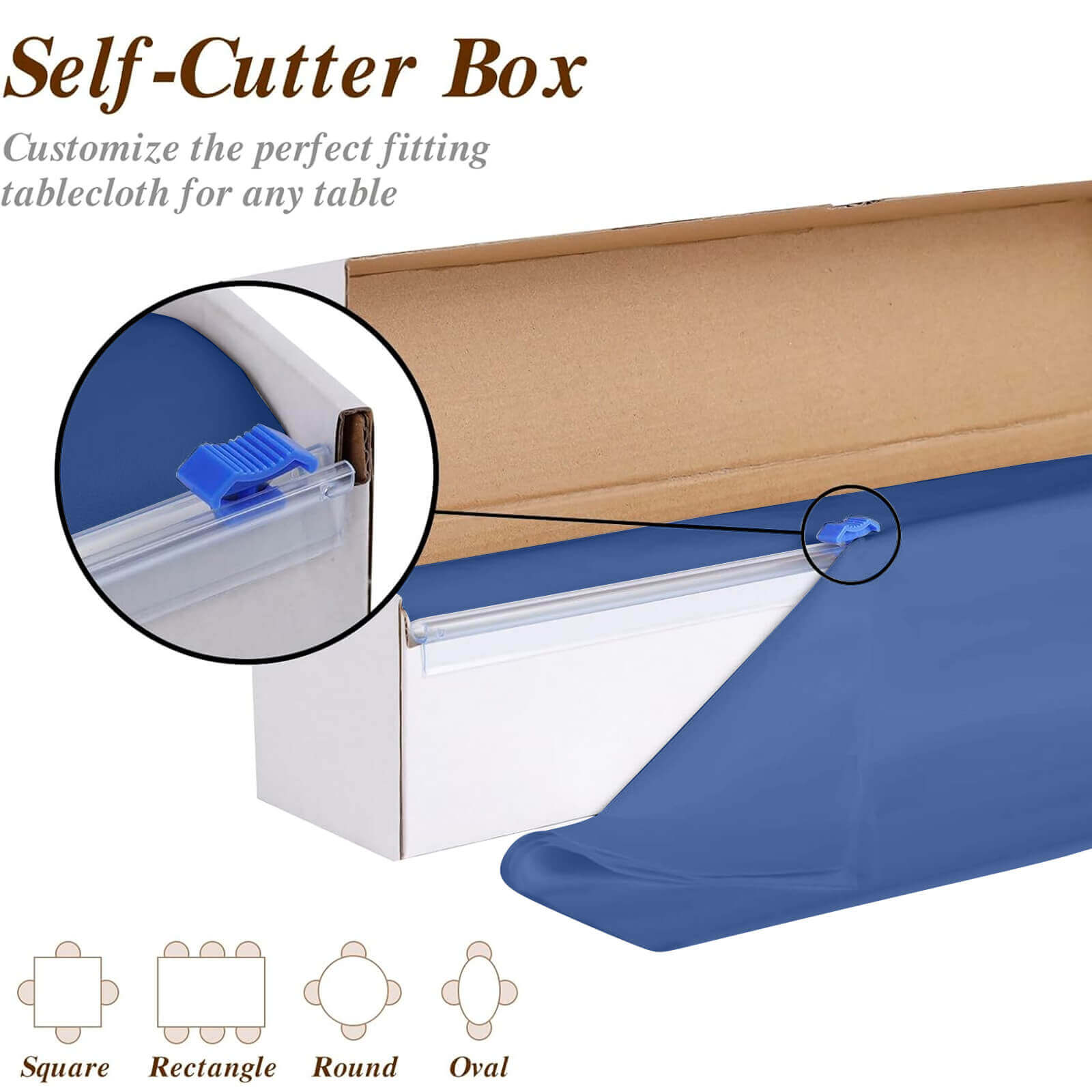 Plastic Table Cover Roll Navy Blue with Slide Cutter - Customizable Disposable Tablecloth Roll 54x300ft