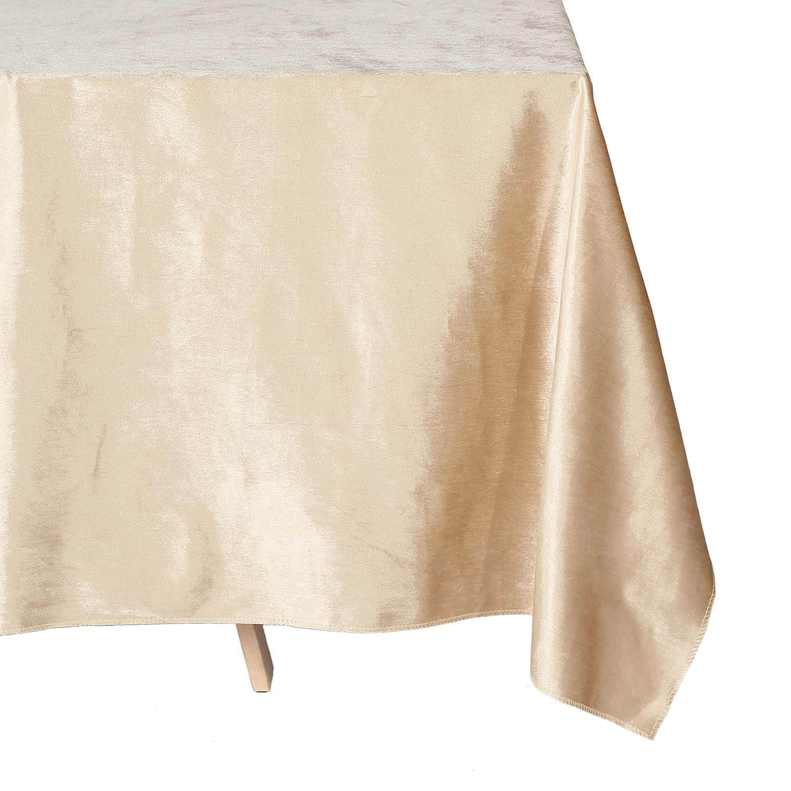 Premium Velvet 90x132 Rectangle Tablecloth Champagne - Reusable Soft & Seamless Table Cover