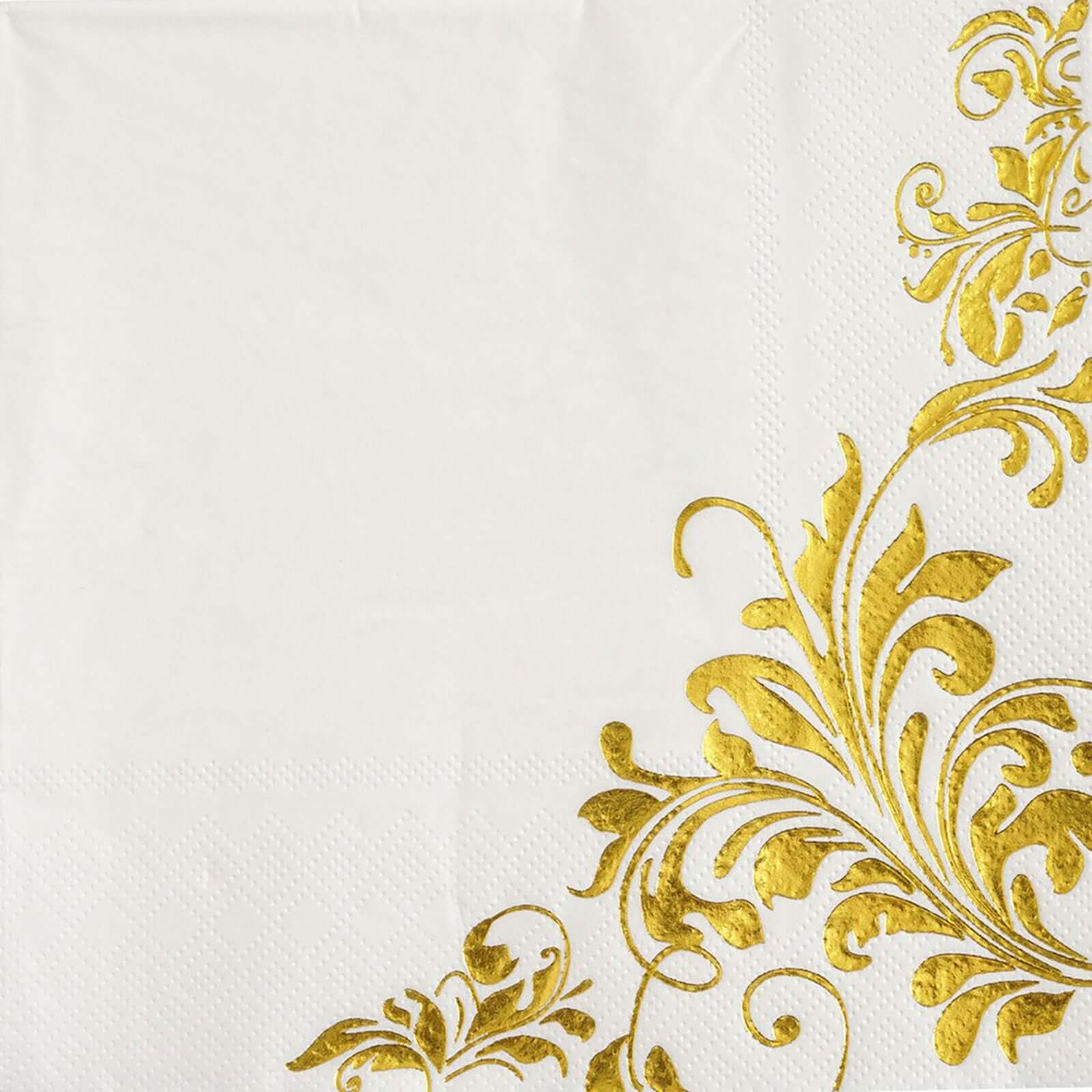 20-Pack Paper Dinner Napkins with Floral Design Metallic Gold - Disposable 3 Ply Cocktail Napkins for Weddings