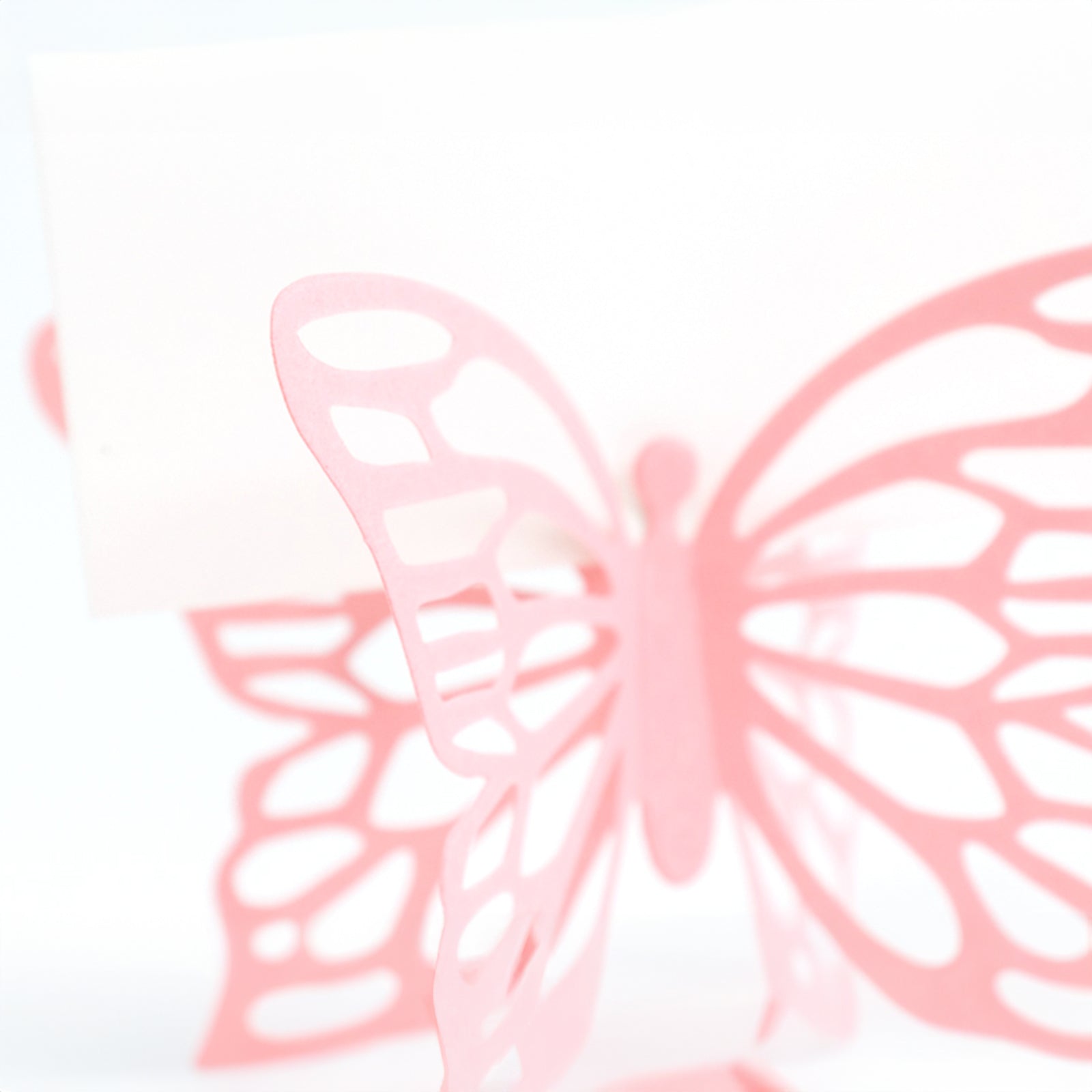 25-Pack Paper Butterfly Place Card Holders Pink with White Printable Cards - 3D Free Standing Table Number Stands 3x5