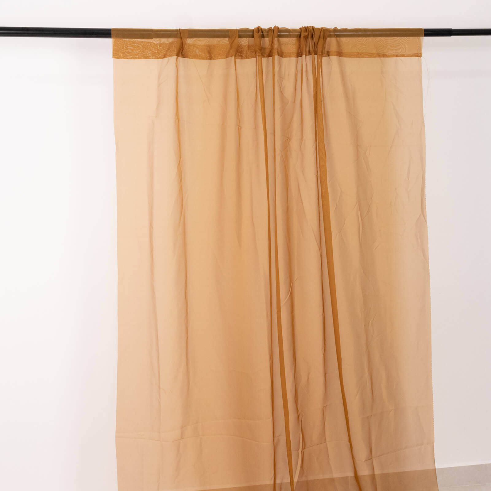 5ftx32ft Premium Gold Chiffon Curtain Panel, Durable Flame Resistant Backdrop Ceiling Drapery With Rod Pocket