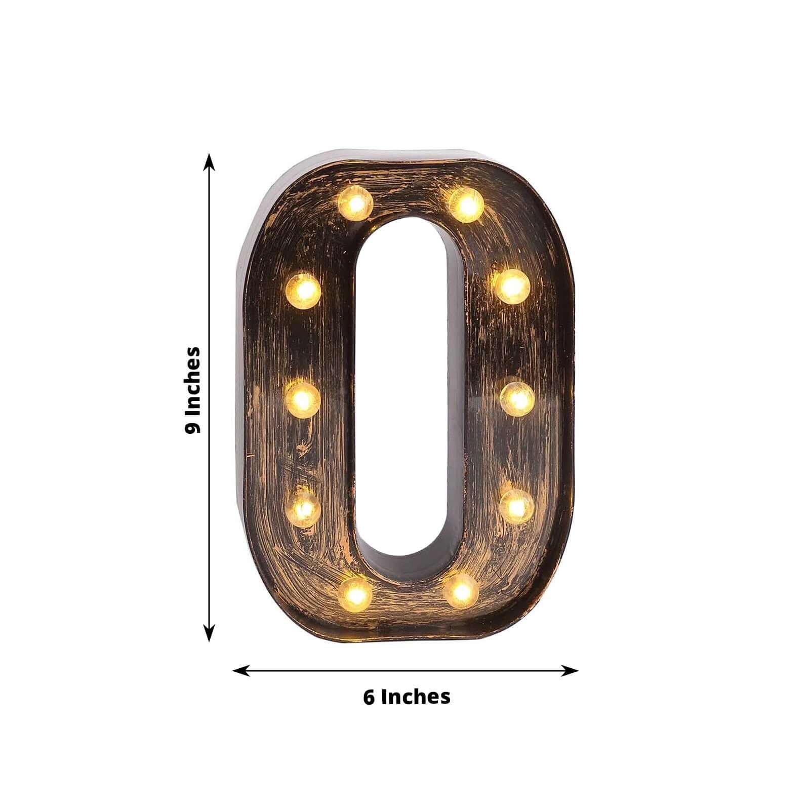 LED Marquee Letter O Industrial Style Antique Black - Light-Up Alphabet Sign for Weddings & Displays 9