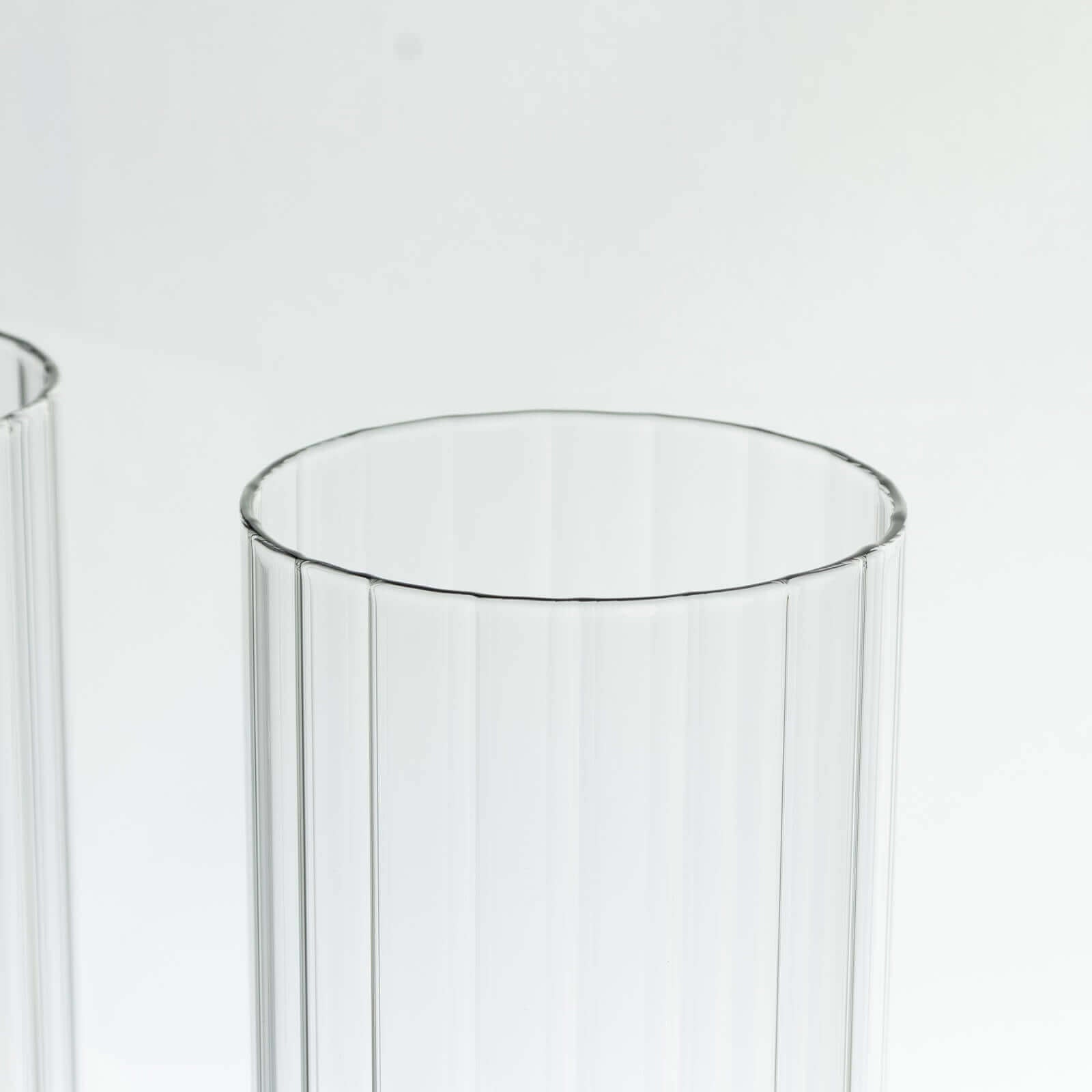 2-Pack Clear Ribbed Glass Hurricane Shades Open End Design - Stylish Candelabra Pillar Candle Holder Table Centerpiece 14