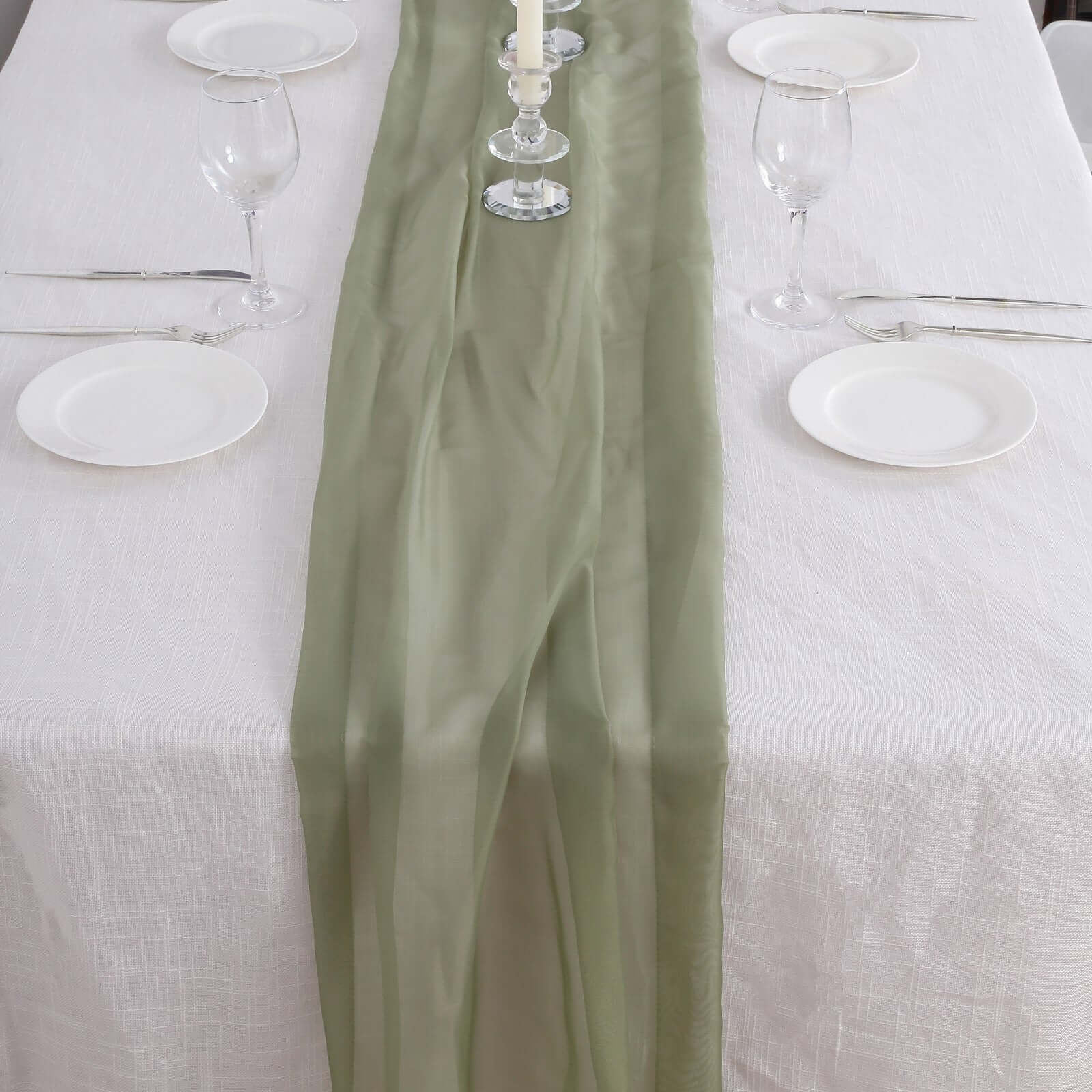 Premium Chiffon 6ft Table Runner Dusty Sage Green - Flowy & Lightweight Table Decor