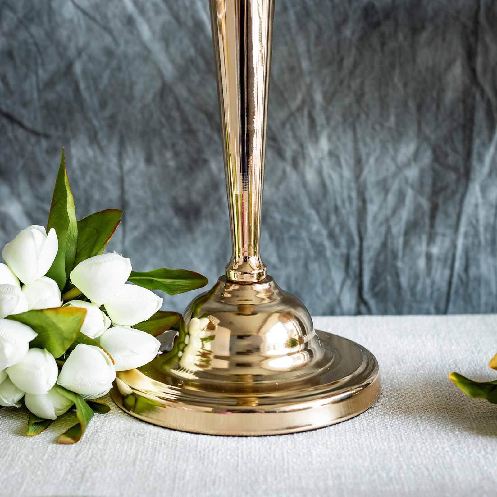 2 Pack 29 Gold Metal Trumpet Vases Set, Tall Floral Vase for Flower Arrangements & Table Centerpieces