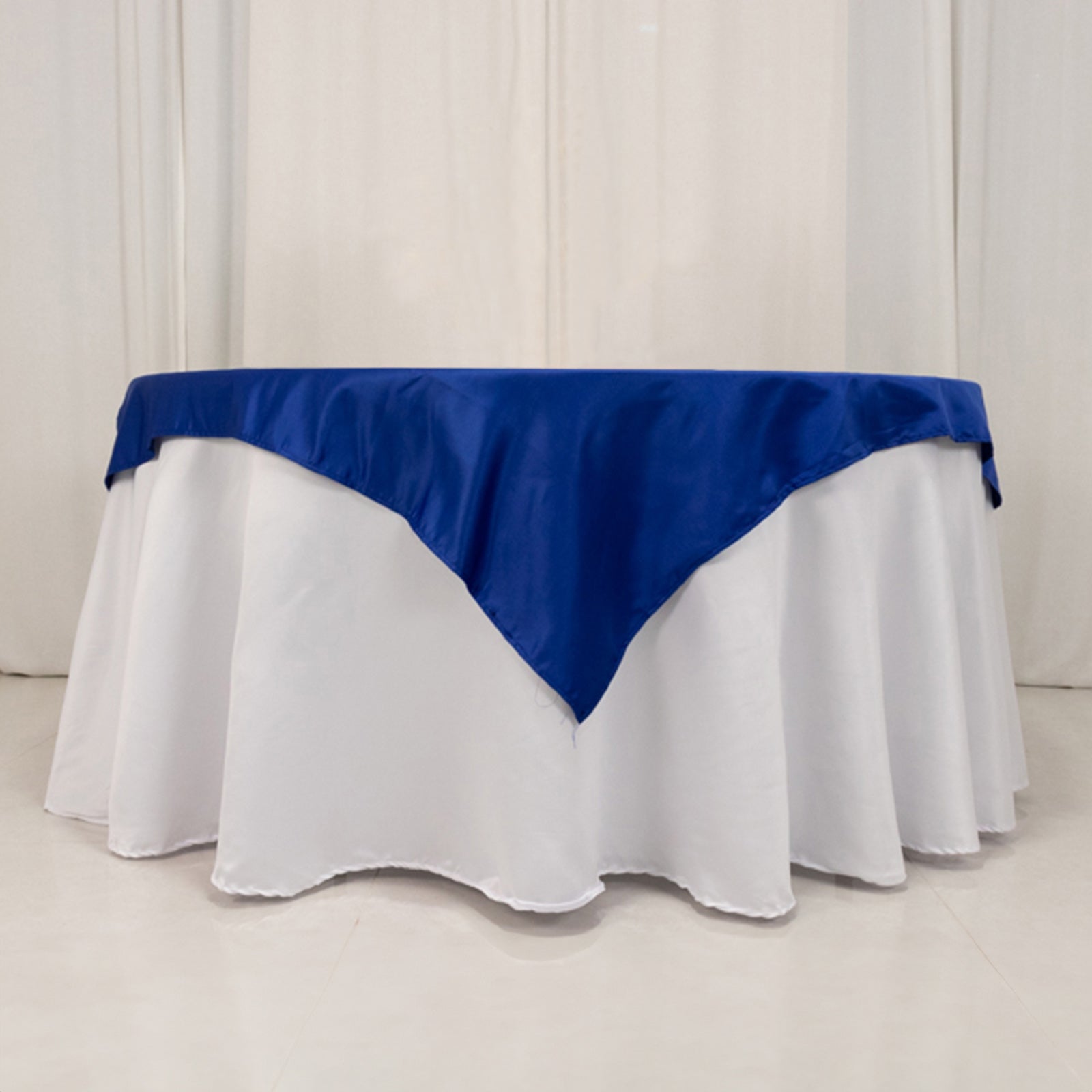 Lamour Satin 54x54 Table Overlay Square Tablecloth Royal Blue - Durable & Silk-Like Table Cover