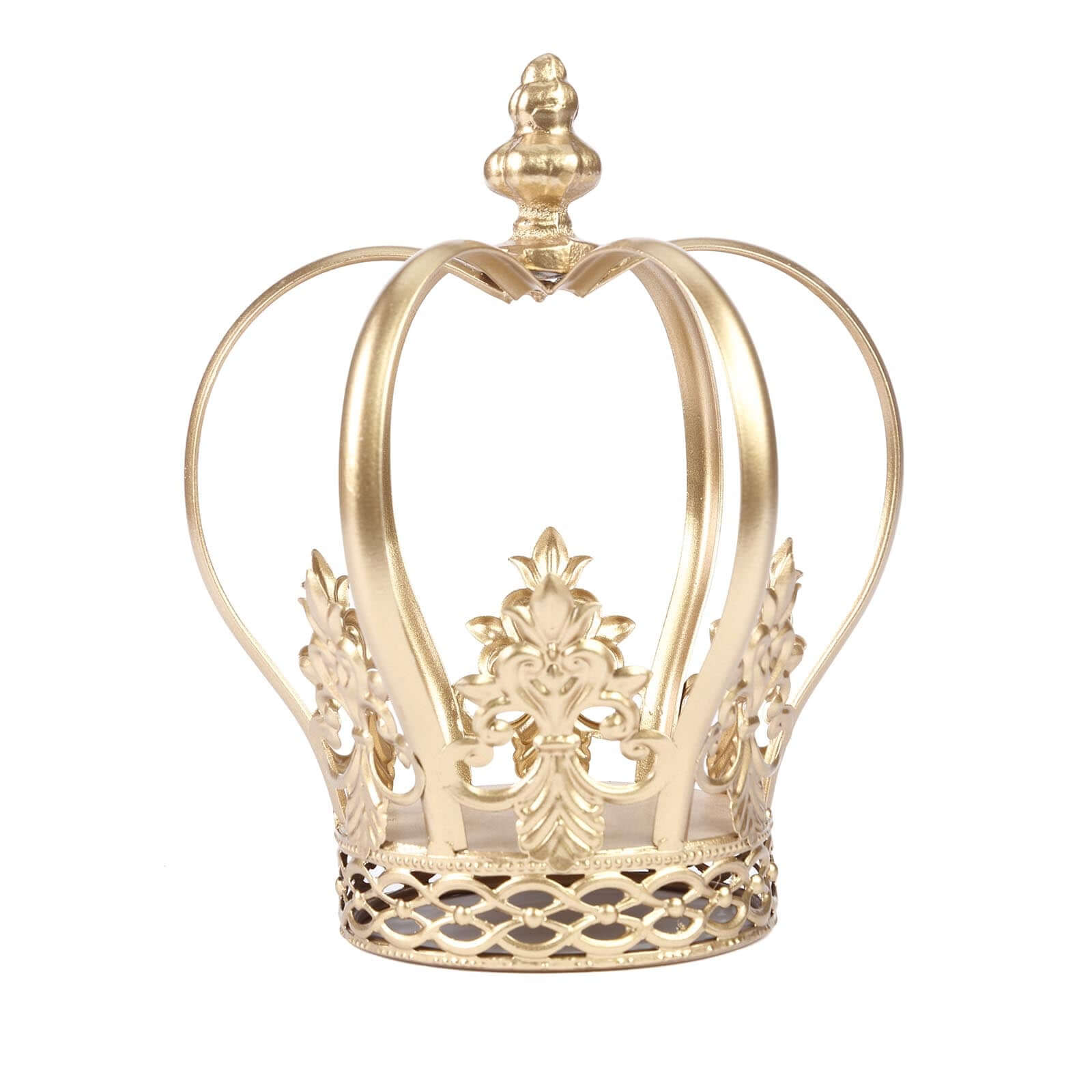 Metal Royal Crown Cake Topper Gold - Stunning Cake Centerpiece Decoration with Intricate Fleur-De-Lis Sides for Glamorous Events & Special Occasions 8