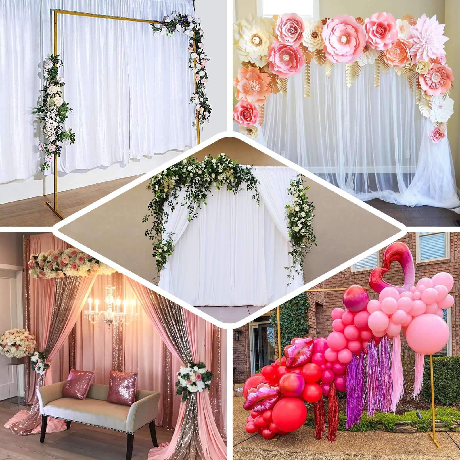 8ft Heavy Duty Metal Square Wedding Arch Photography Backdrop Stand