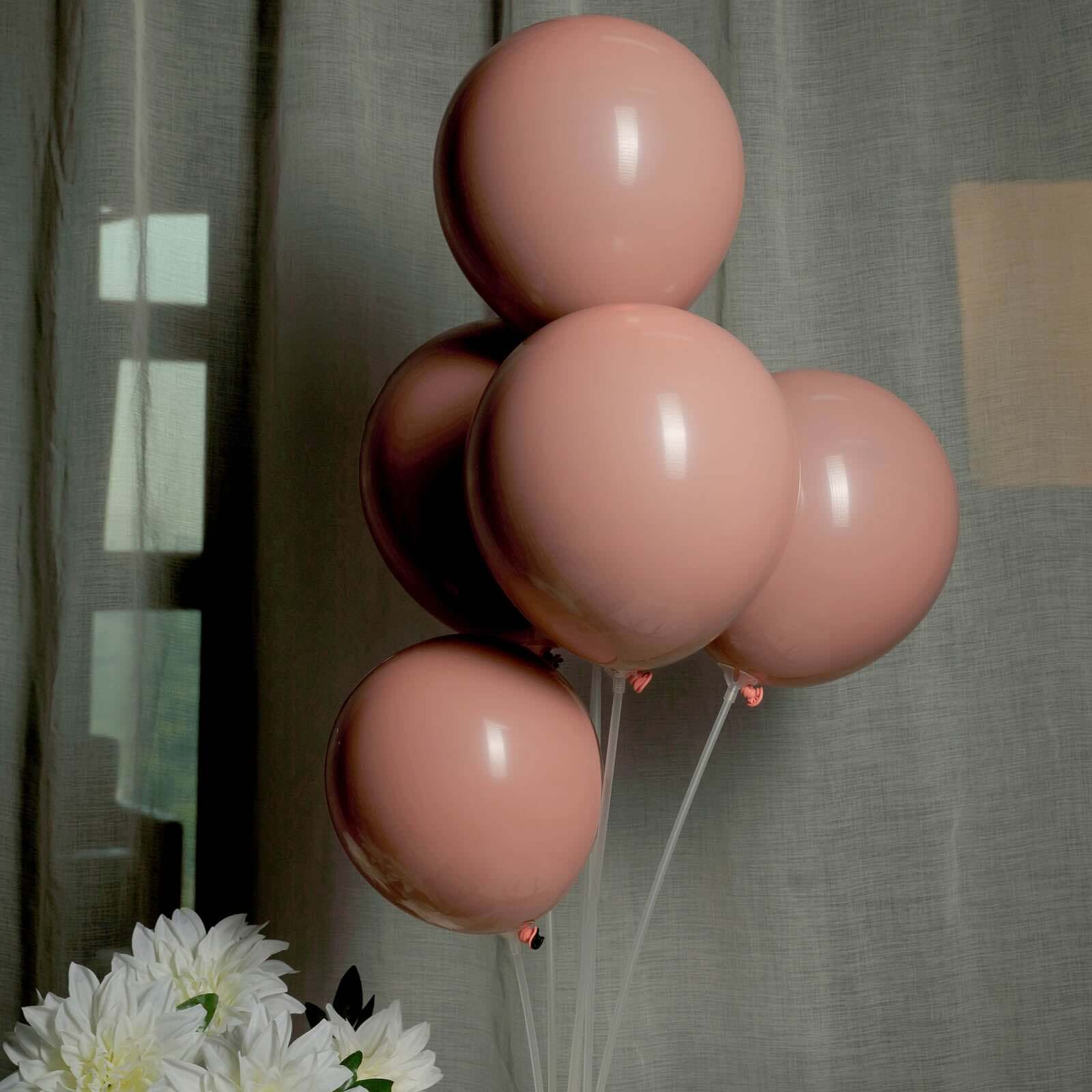 25 Pack 10 Matte Dusty Rose Double Stuffed Prepacked Latex Balloons