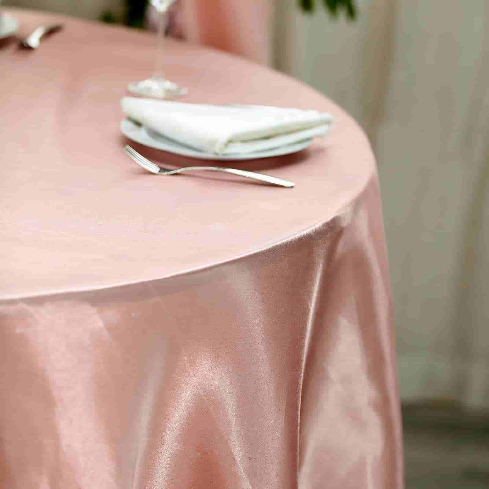 Satin 120 Round Tablecloth Dusty Rose - Stylish Seamless Table Cover