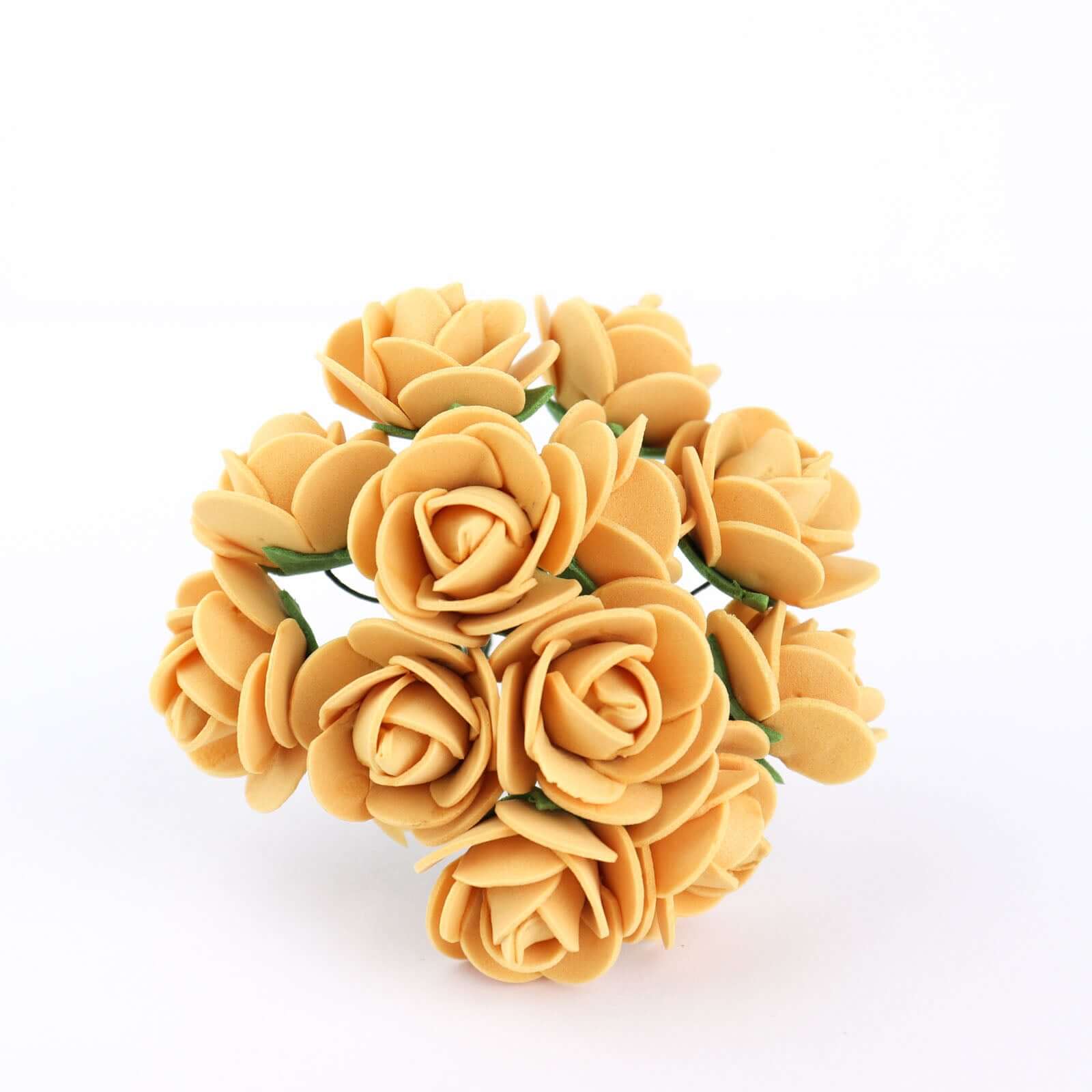 48 Roses 1 Gold Real Touch Artificial DIY Foam Rose Flowers With Stem, Craft Rose Buds