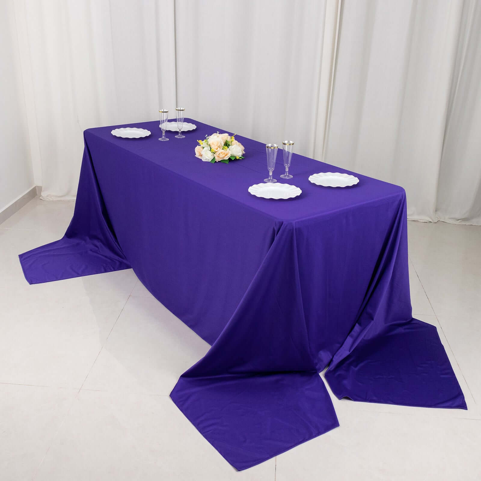 Premium Scuba Rectangular 90x156 Tablecloth Purple - Wrinkle Free, Stain Resistant & Seamless Table Cover