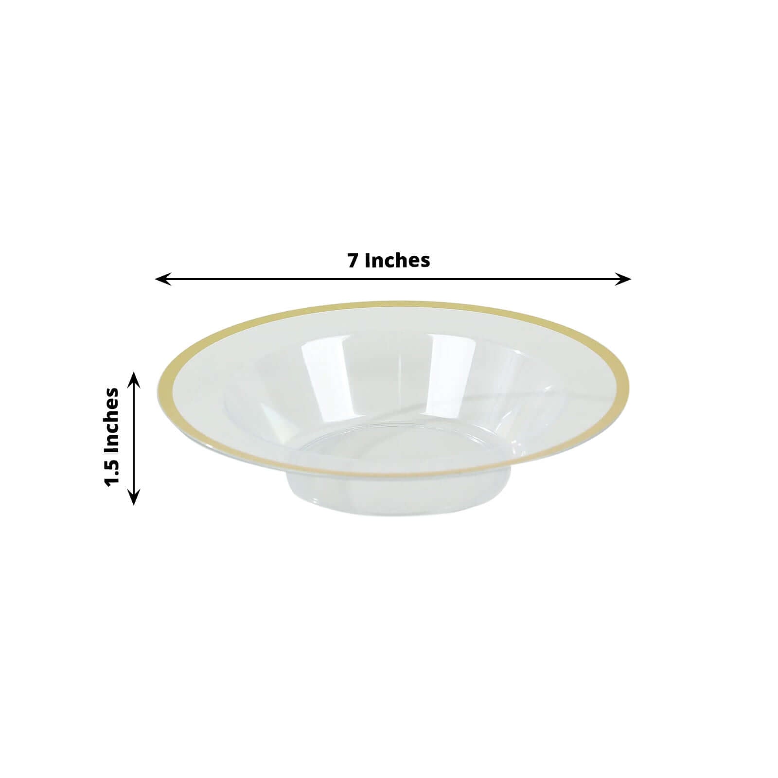 20-Pack Plastic Dessert Serving Bowls Clear Round Design with Gold Rim - Disposable Salad Soup Bowls 12oz