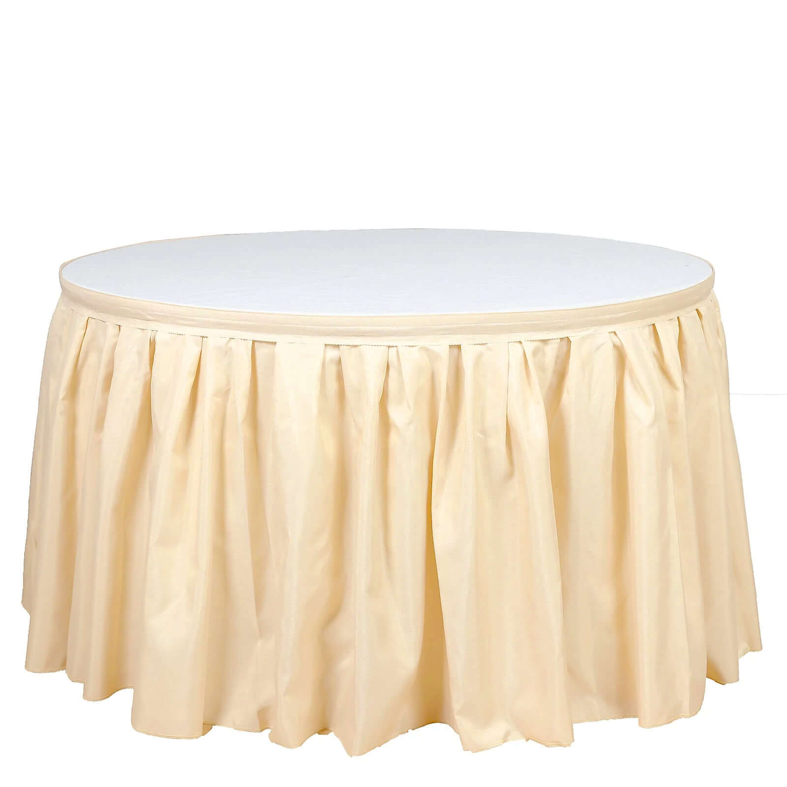 Polyester 17ft Table Skirt Beige - Classic Pleated Design