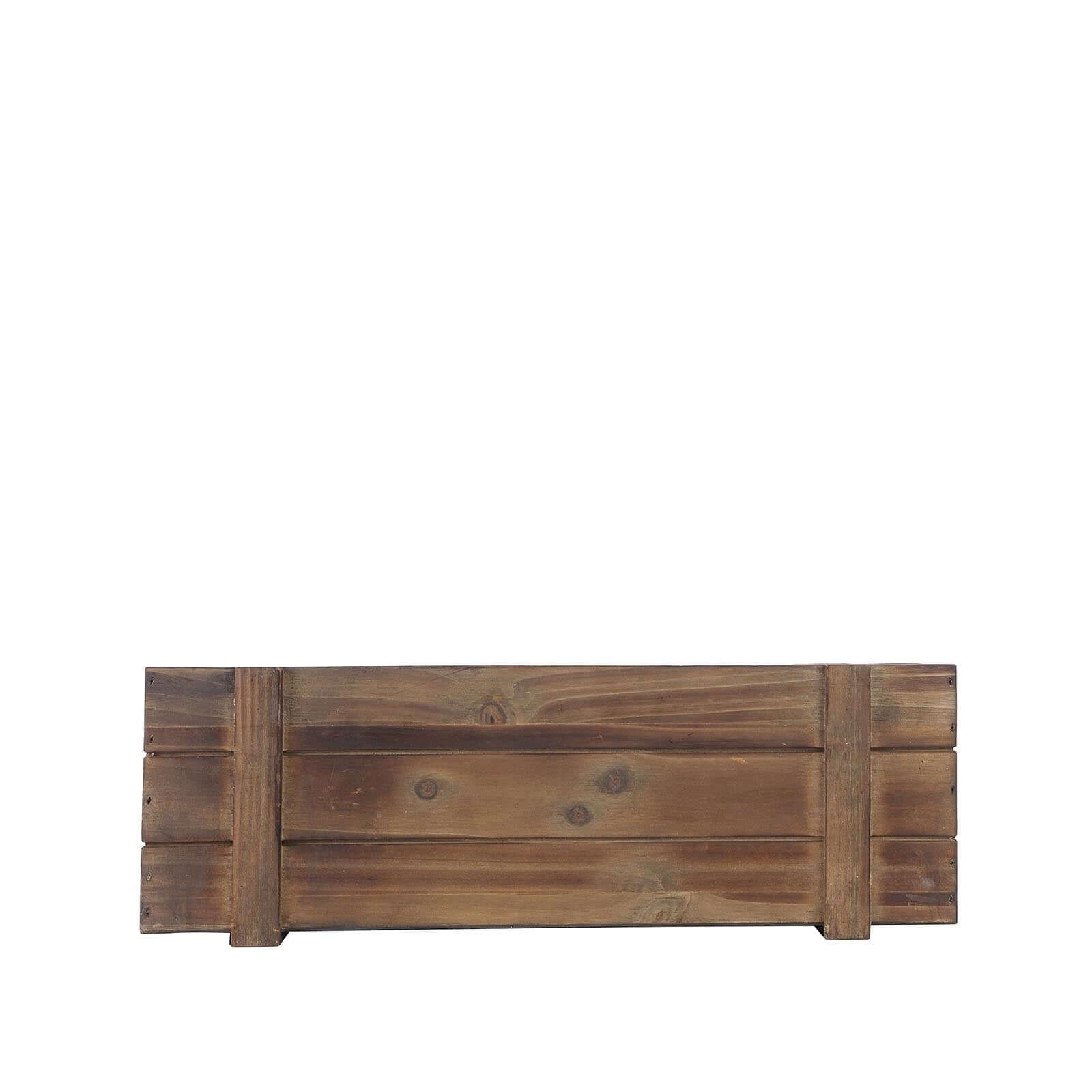 Rustic Wood Planter Box Smoked Brown - Perfect Natural Decor with Removable Plastic Liner for Table Displays 18x6