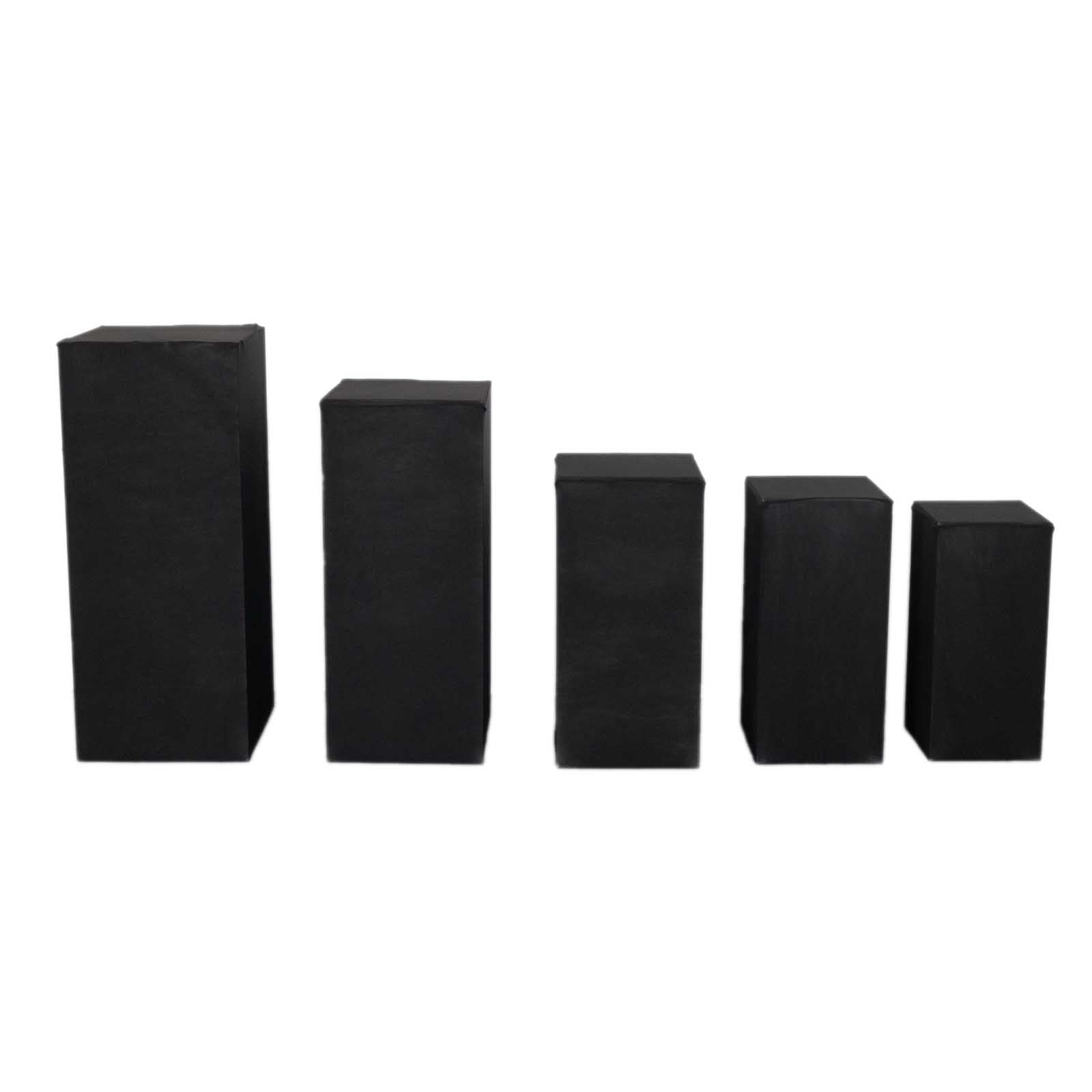 Set of 5 Black Spandex Rectangle Pedestal Stand Covers, Stretchable Pillar Prop Covers - 160 GSM