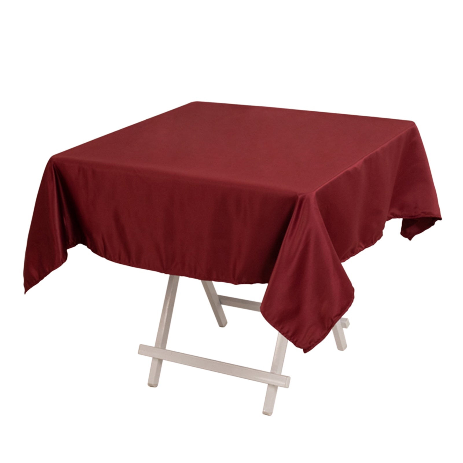 Lamour Satin 54x54 Square Tablecloth Burgundy - Durable & Silk-Like Table Cover