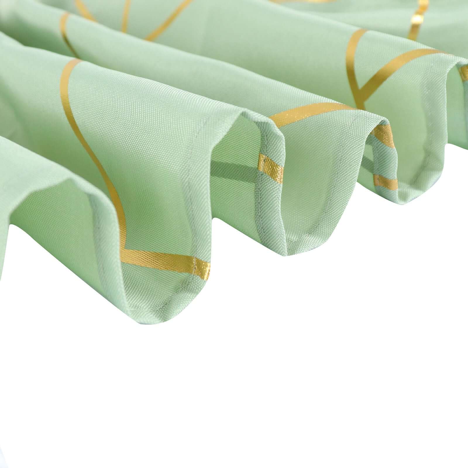 Polyester 90x132 Rectangle Tablecloth Sage Green with Gold Foil Geometric Pattern - Wrinkle-Resistant Seamless Table Cover