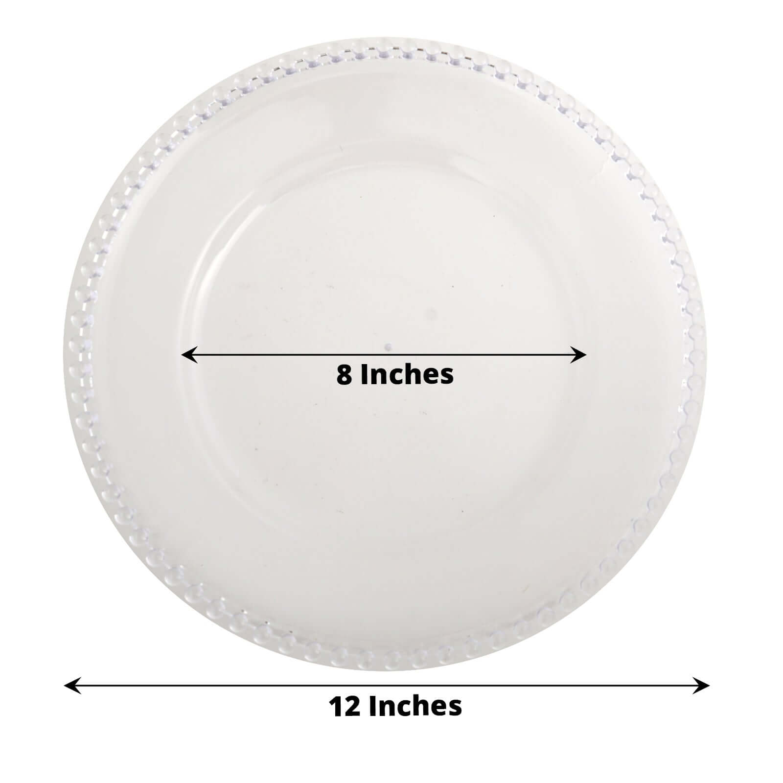 6-Pack Acrylic Round Charger Plates 13 in Clear with Beaded Rim, Decorative Dinner Party Serving Plates