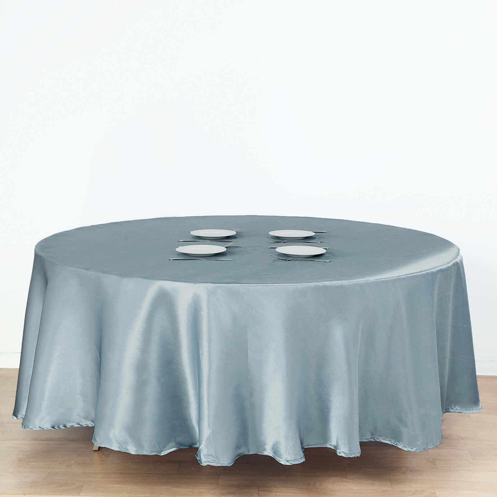 Satin 108 Round Tablecloth Dusty Blue - Smooth and Lustrous Table Cover