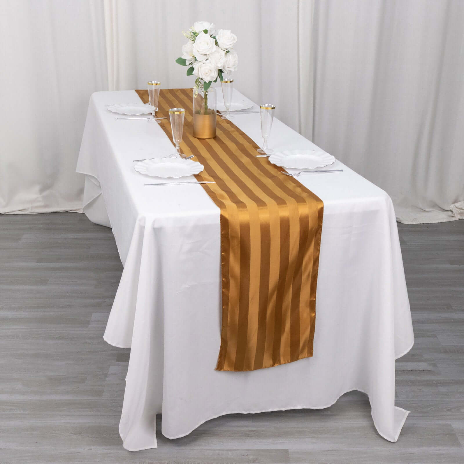 Satin 12x108 Table Runner Gold - Stripe Table Decor