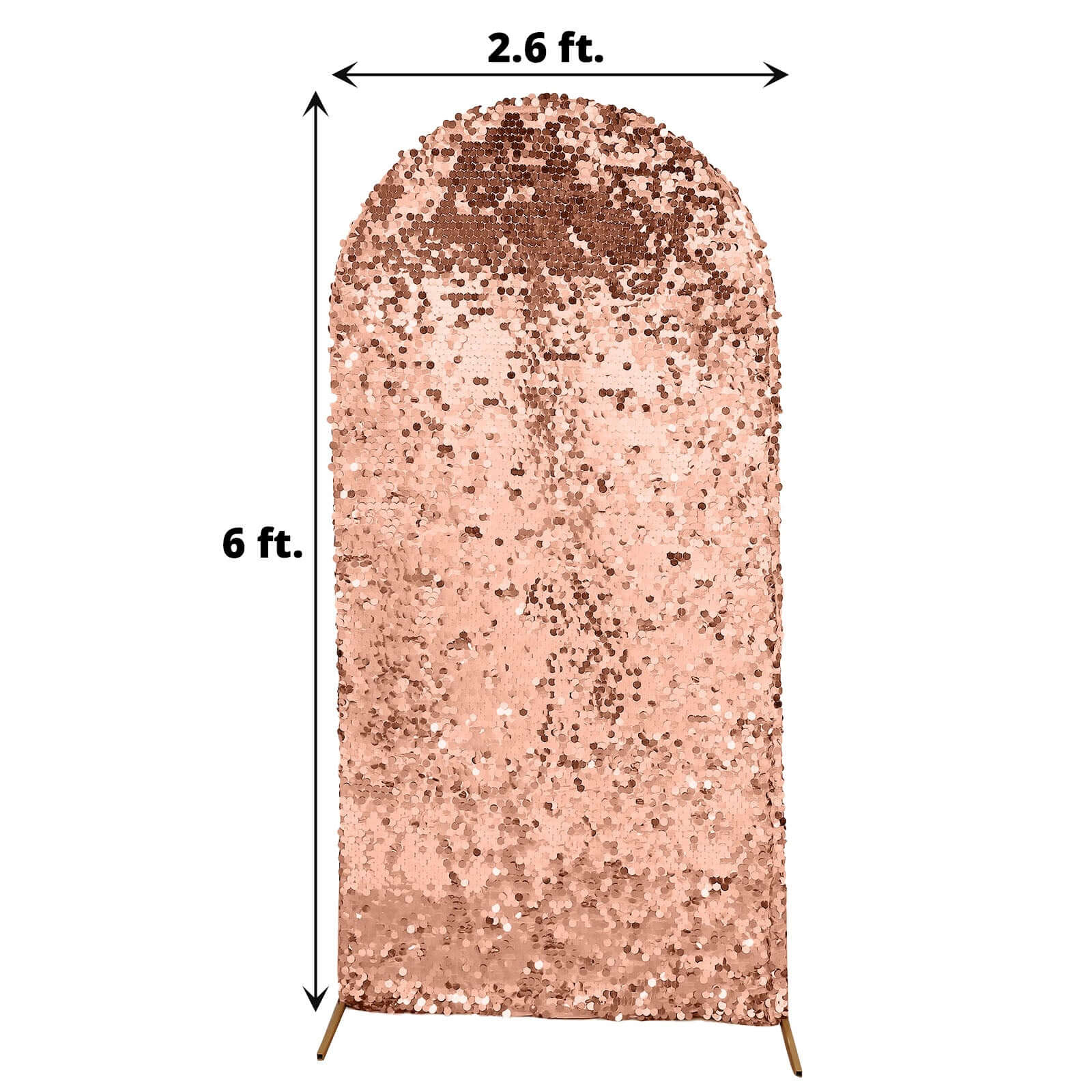 6ft Sparkly Rose Gold Double Sided Big Payette Sequin Chiara Backdrop Stand Cover For Fitted Round Top Wedding Arch