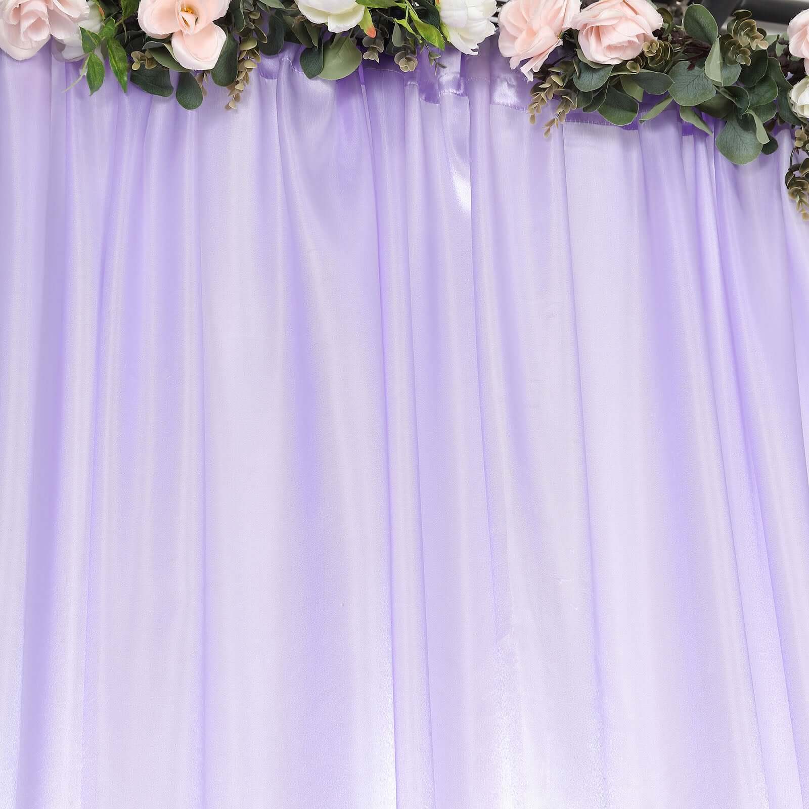 8ftx10ft Lavender Lilac Satin Event Curtain Drapes, Backdrop Event Panel