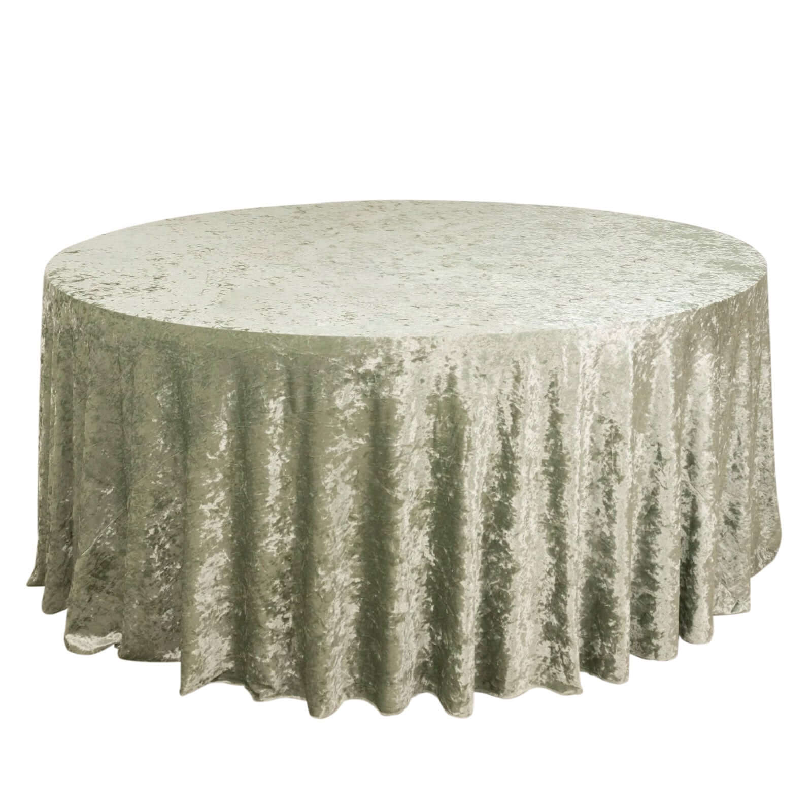 Premium Crushed Velvet 120 Round Tablecloth Sage Green - Reusable Soft & Stylish Seamless Table Cover