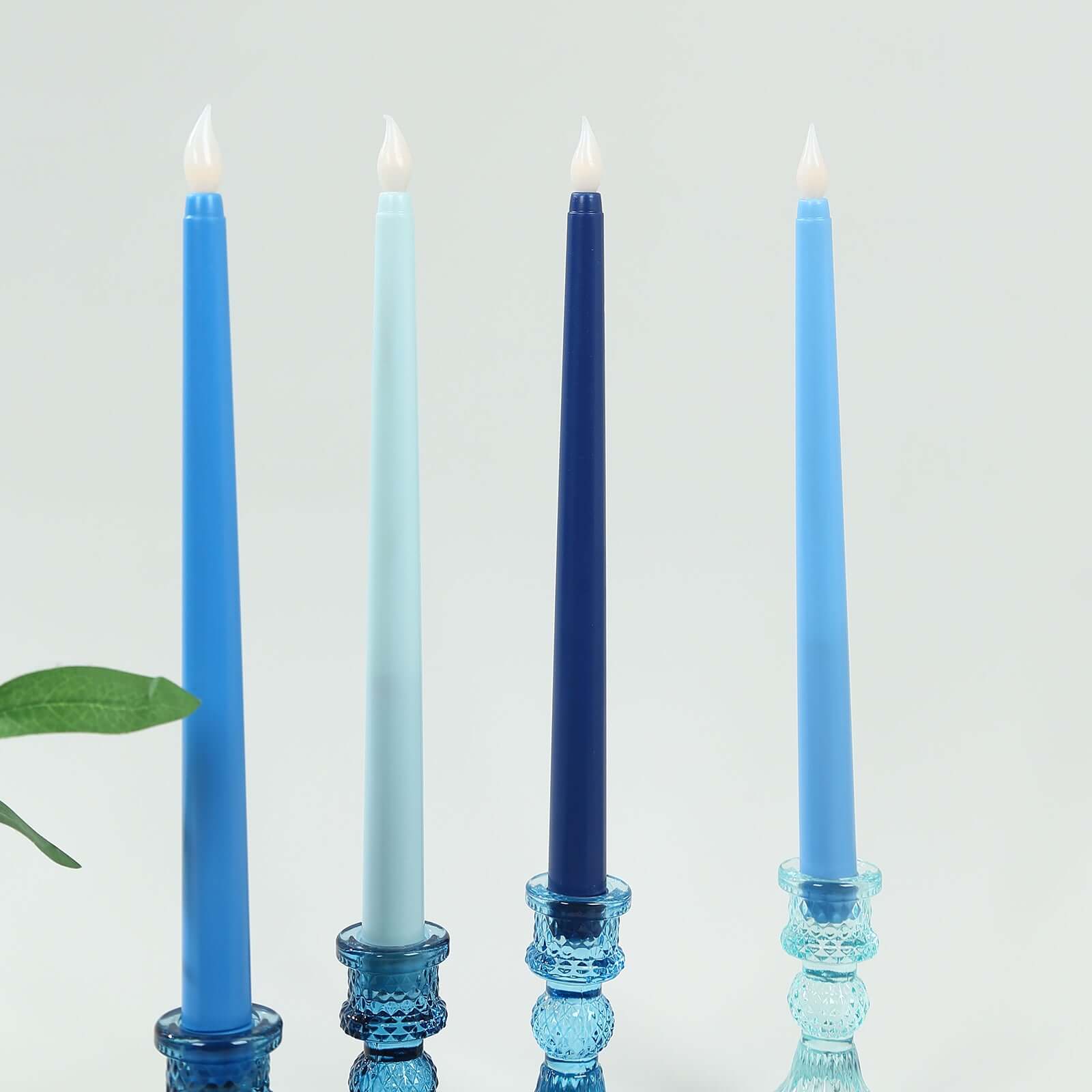 8-Pack LED Flickering Lighting Mixed Blue - Flameless Battery Operated Taper Candles 11