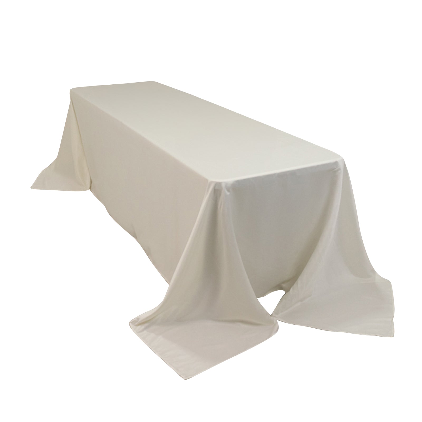 Lamour Satin 90x156 Rectangle Tablecloth Ivory - Luxurious, Soft Seamless Table Cover