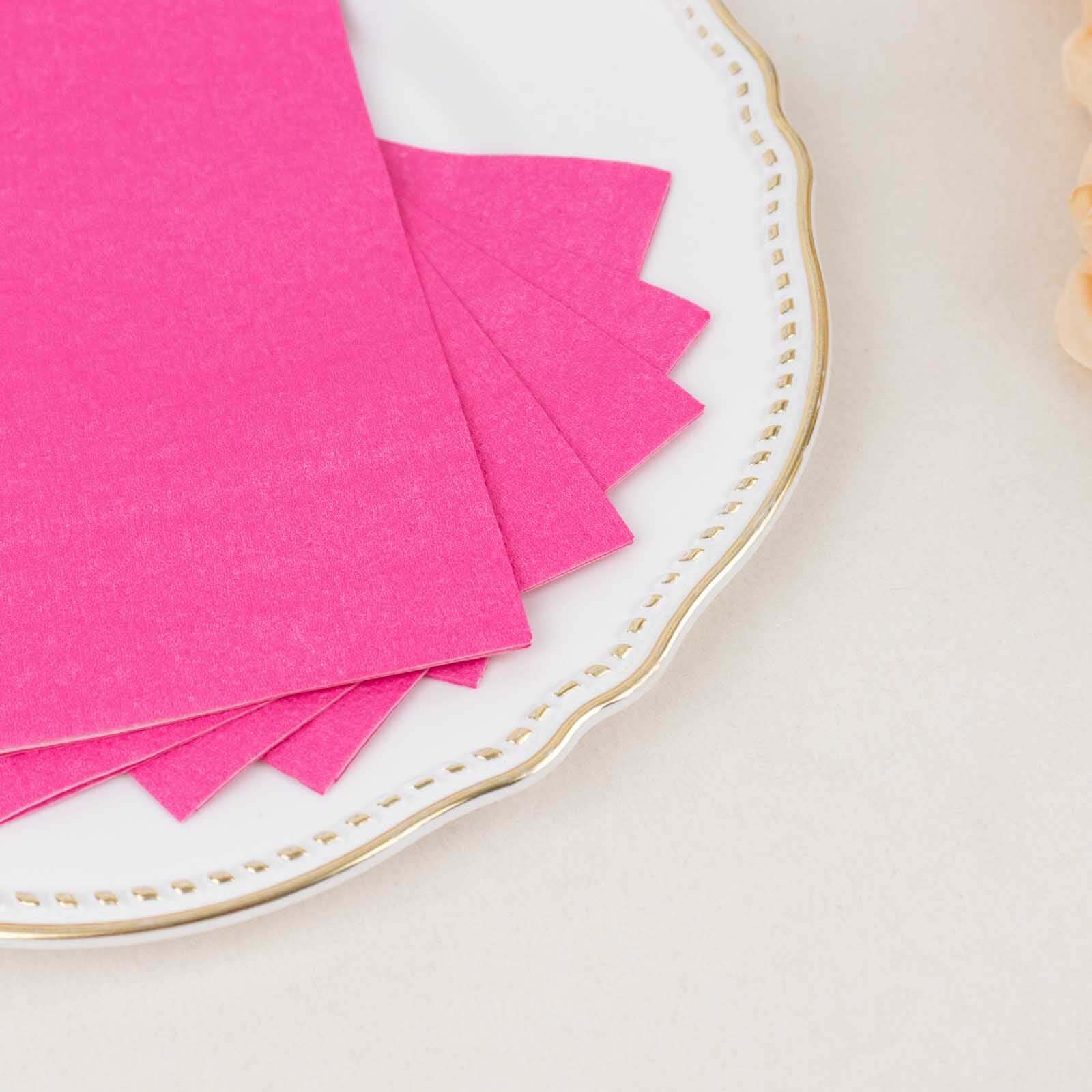 50-Pack Paper Napkins Soft Fuchsia - Disposable 2-Ply Cocktail and Beverage Napkins for Weddings