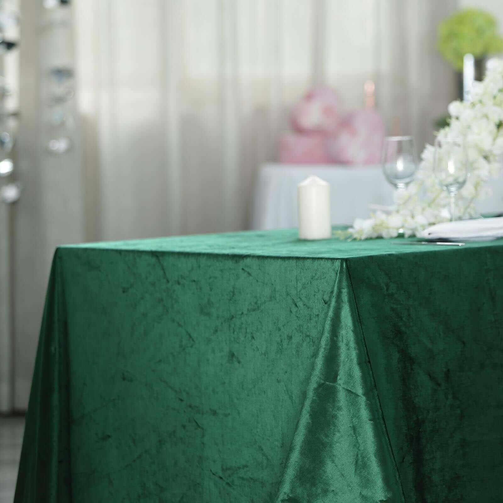 Premium Velvet 60x102 Rectangle Tablecloth Hunter Emerald Green - Reusable & Soft Table Cover