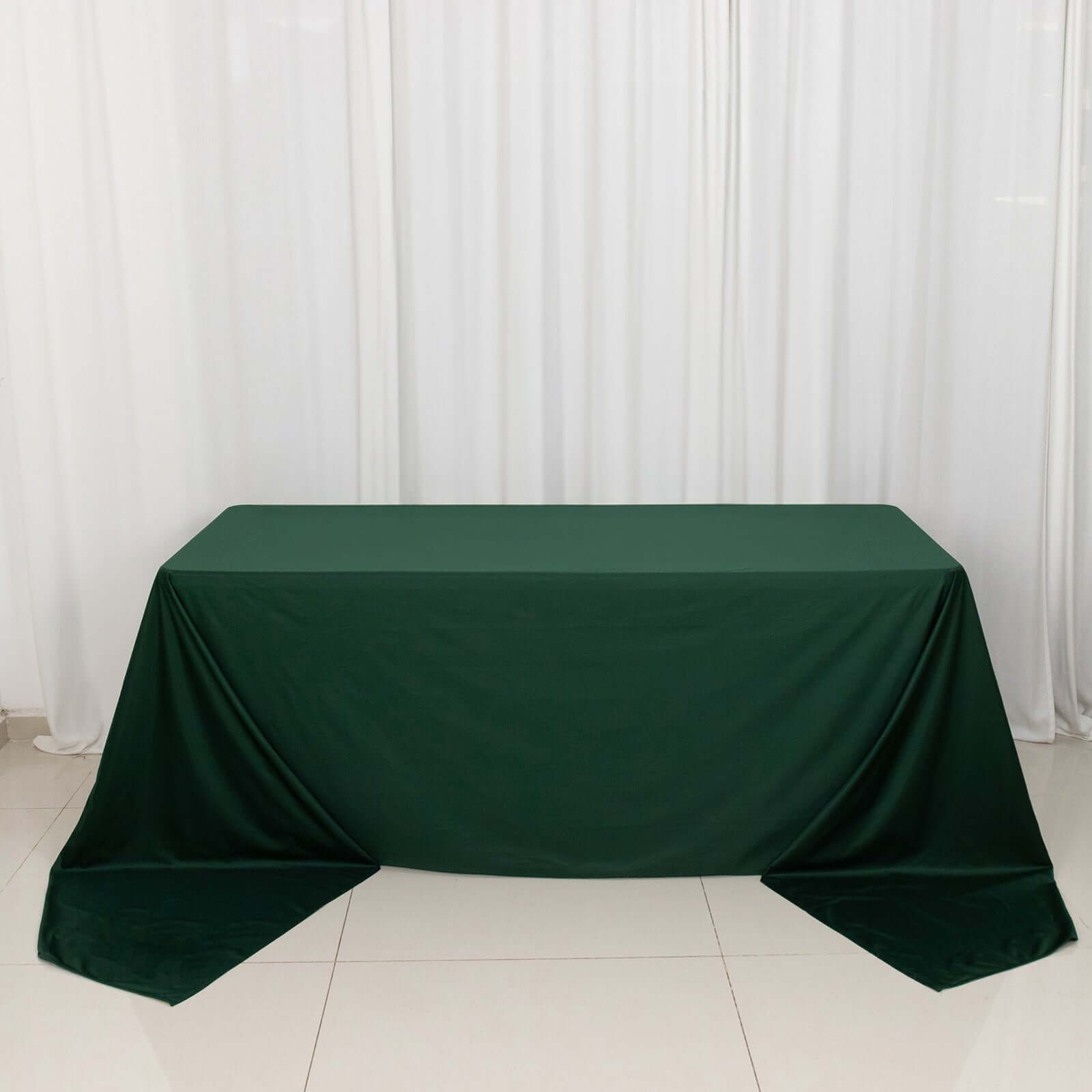 Premium Scuba Rectangular 90x156 Tablecloth Hunter Emerald Green - Wrinkle Free, Stain Resistant & Seamless Table Cover