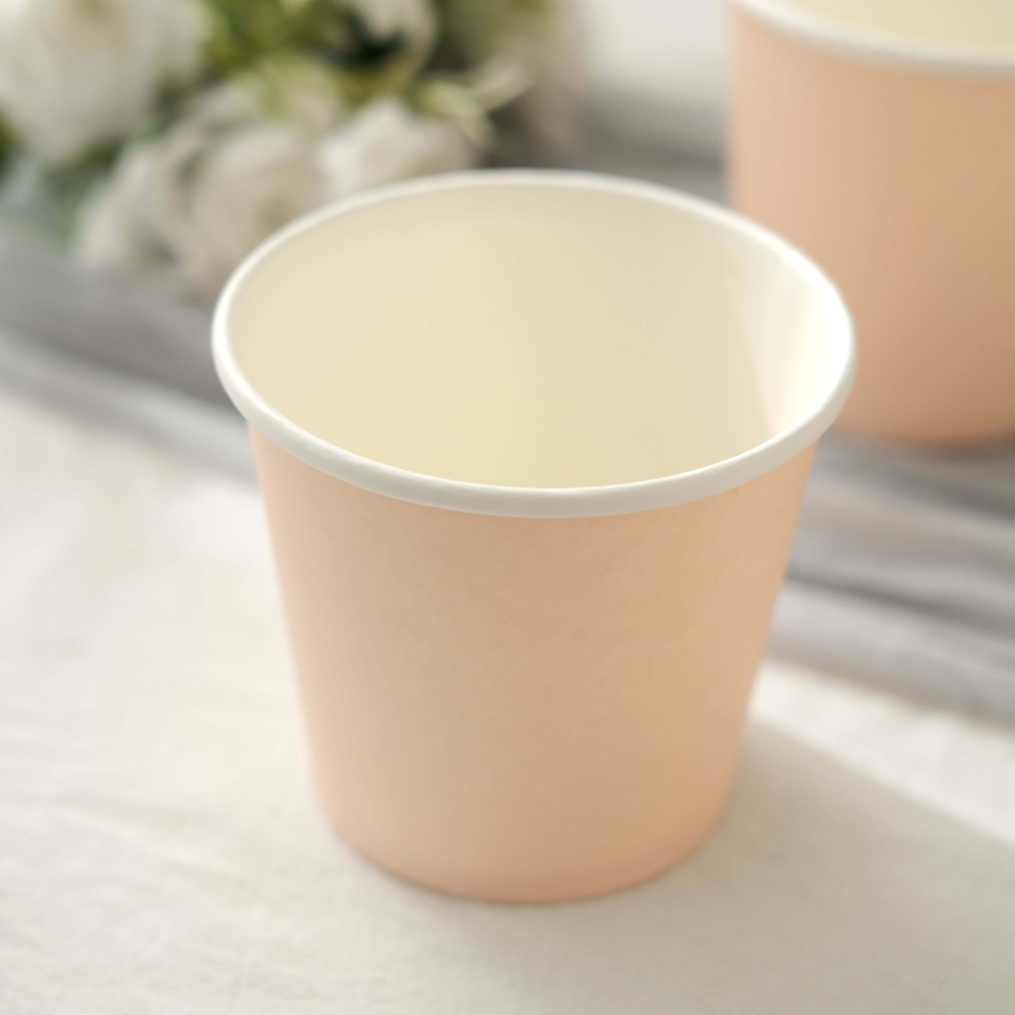 50-Pack Paper Dessert Cups Eco-Friendly Blush Design - Ideal for Ice Cream and Yogurt 10oz