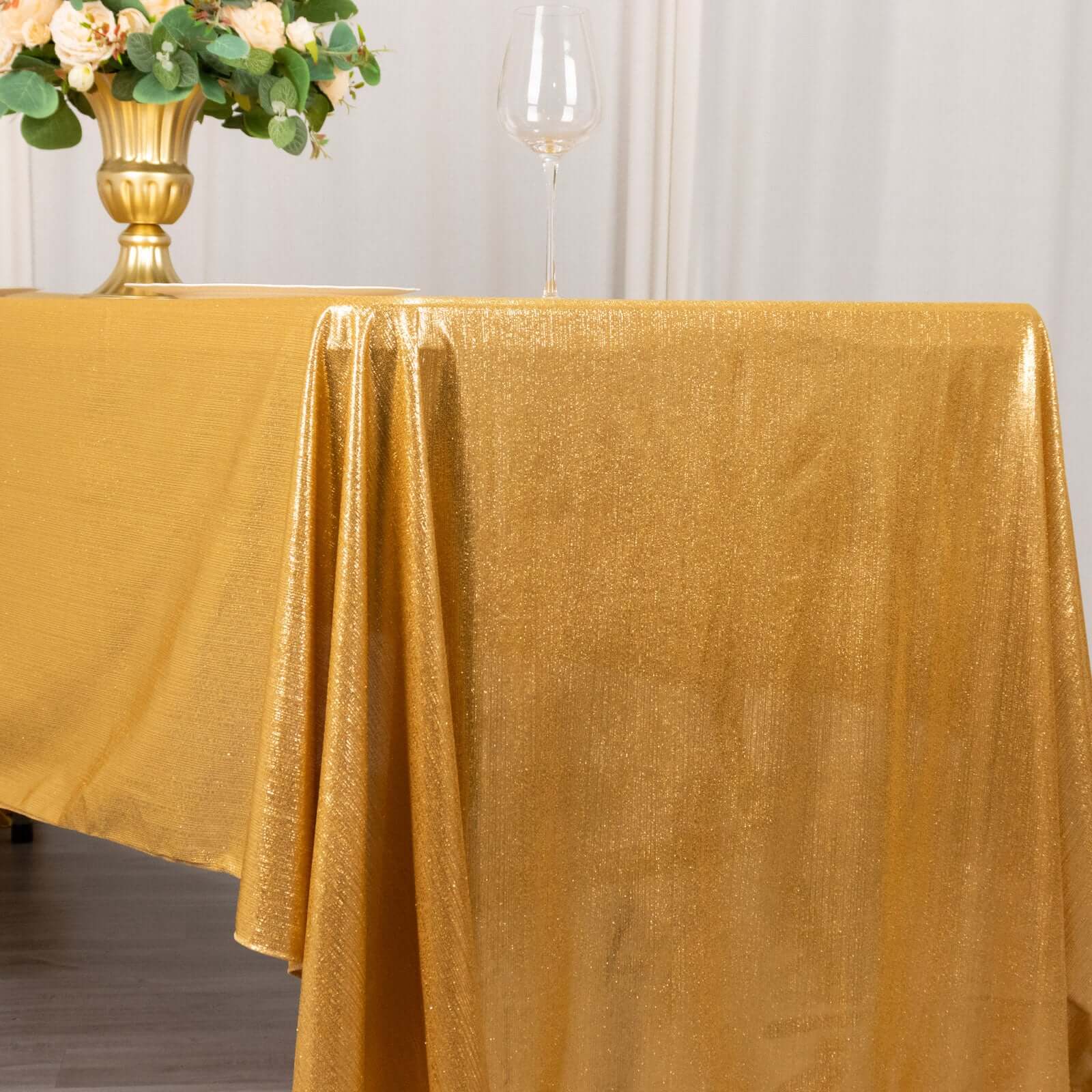 Sequin Dots Polyester 60x126 Rectangle Tablecloth Shimmering Gold - Wrinkle Free & Sparkling Table Cover for Stylish Event Decor