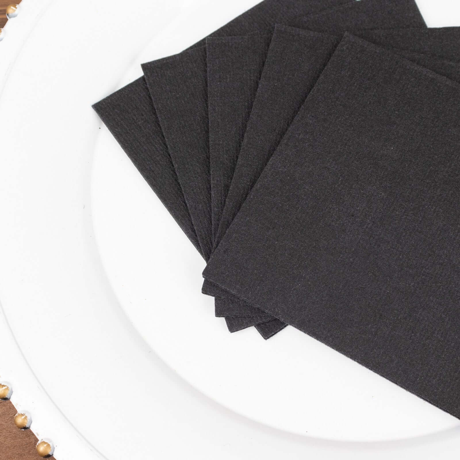 20-Pack Paper Linen-Like Cocktail Napkins Black - Disposable 5x5 Airlaid Soft Napkins for Events