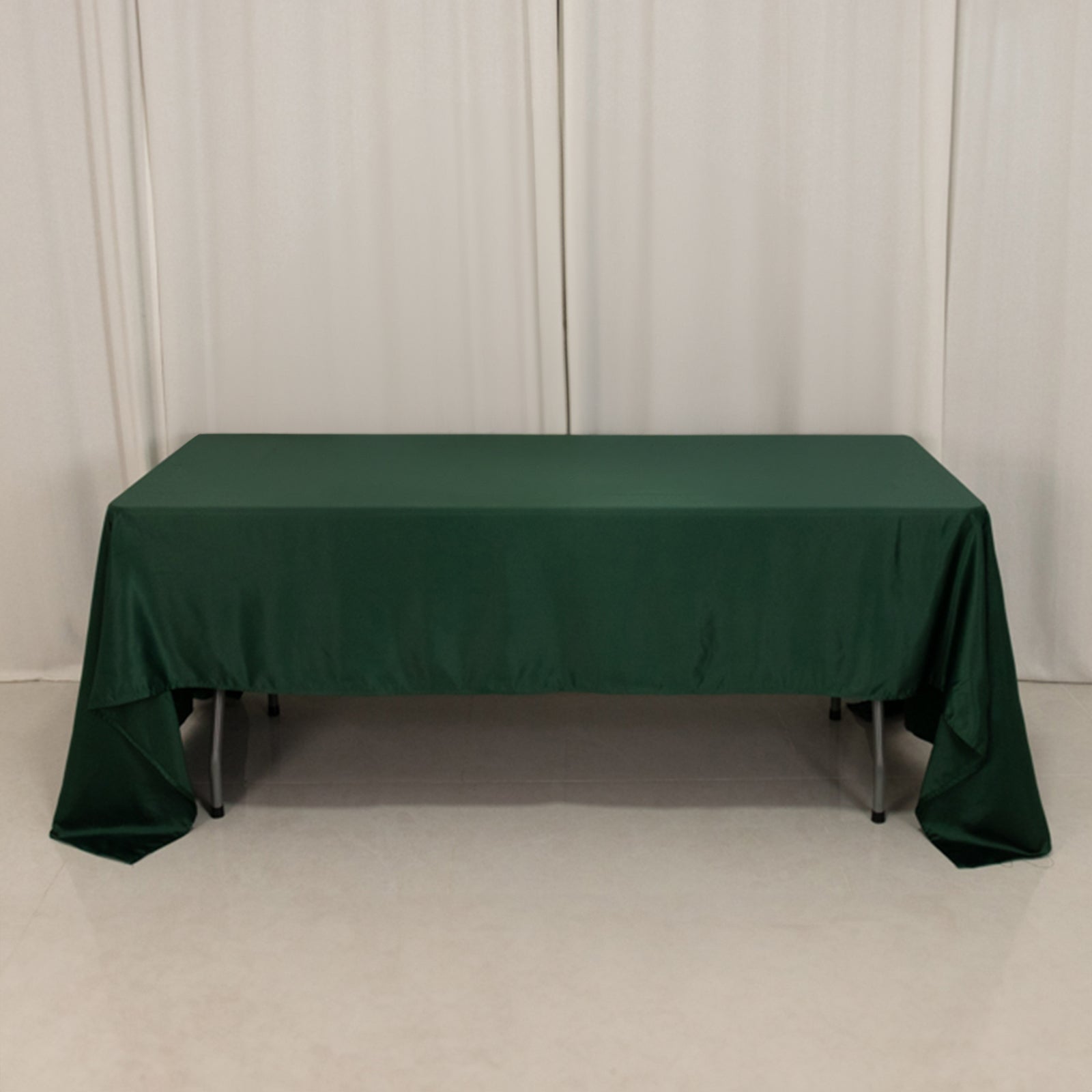 Lamour Satin 60x126 Rectangle Tablecloth Hunter Emerald Green - Soft & Silk-Like Table Cover