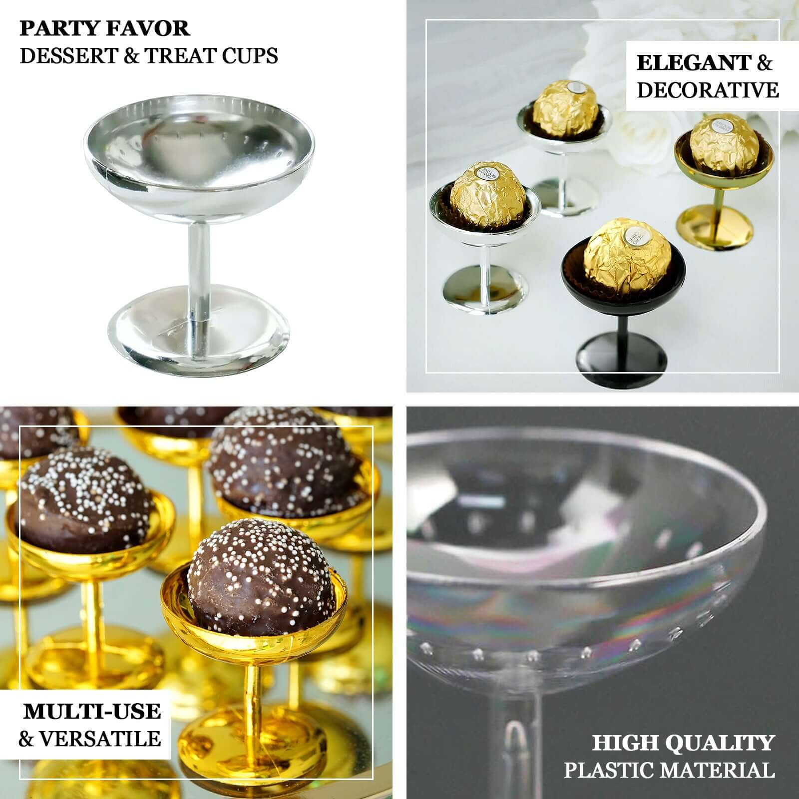 12-Pack Plastic Dessert Cup Candy Dishes Clear - Decorative Mini Pedestal Stands for Treats 2