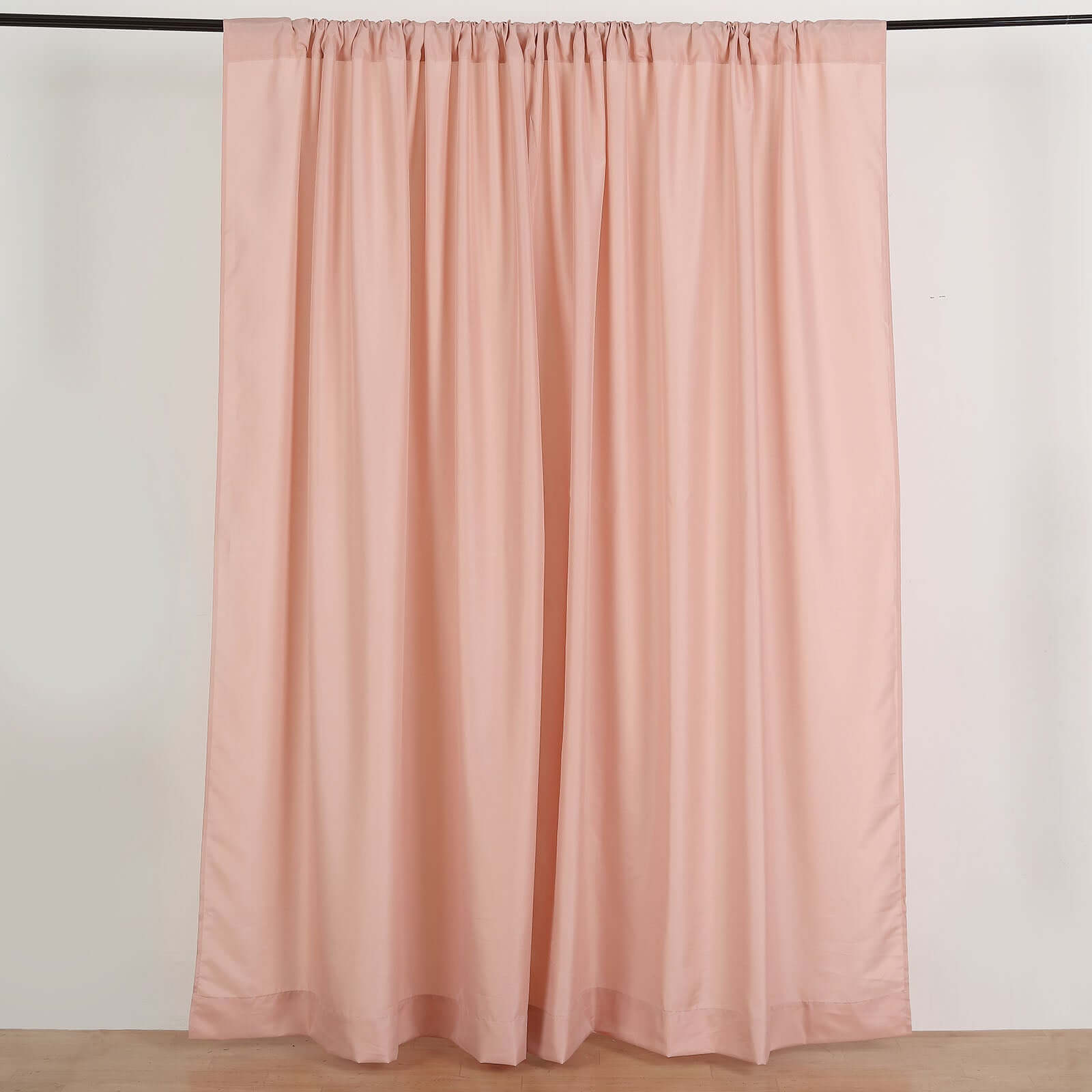 2 Pack Dusty Rose Polyester Event Curtain Drapes, 10ftx8ft Backdrop Event Panels With Rod Pockets 130 GSM