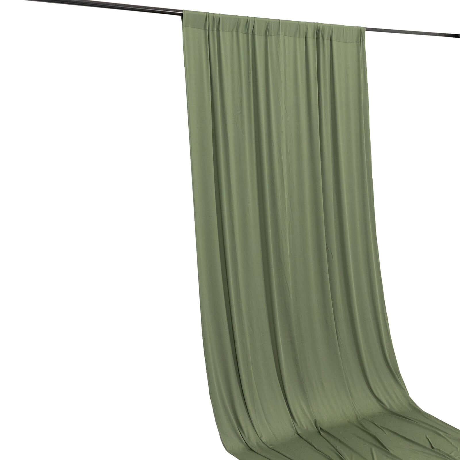 Dusty Sage Green 4-Way Stretch Spandex Event Curtain Drapes, Wrinkle Free Backdrop Event Panel with Rod Pockets - 5ftx14ft