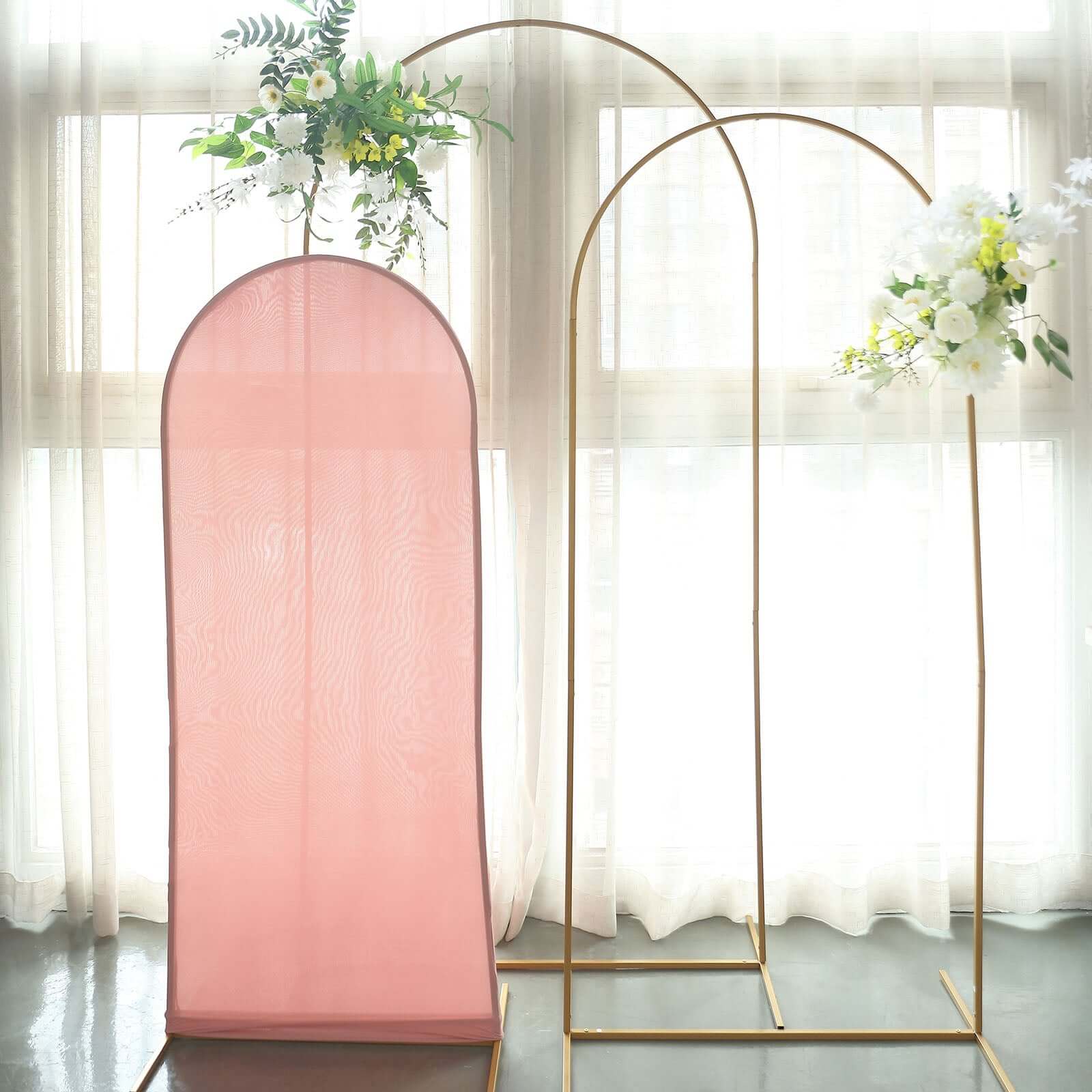 5ft Matte Dusty Rose Spandex Fitted Chiara Backdrop Stand Cover For Round Top Wedding Arch