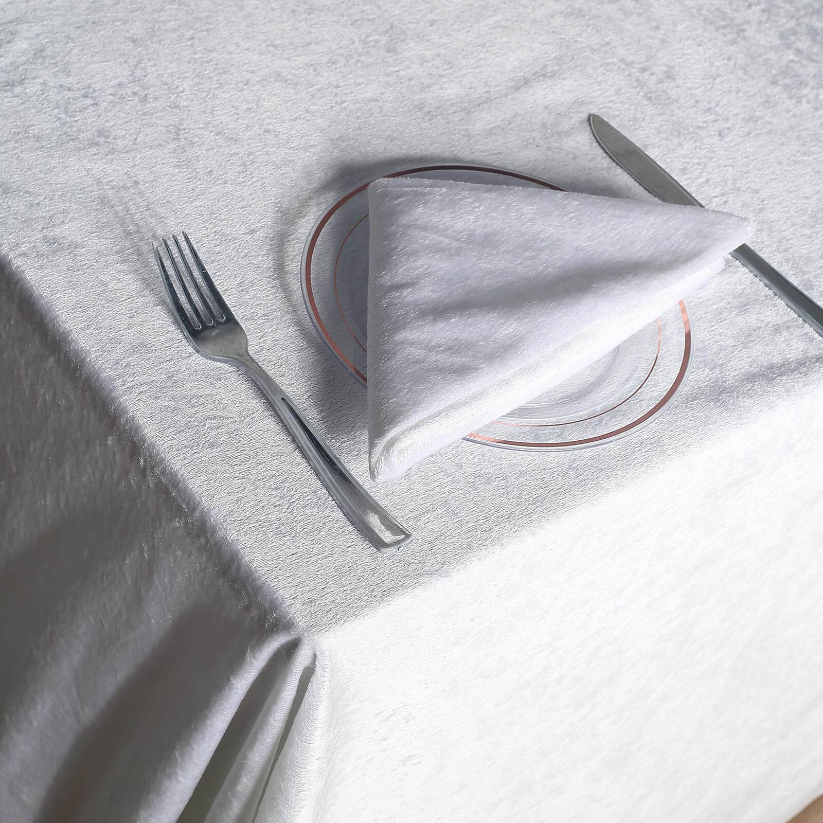 Premium Velvet 90x156 Rectangle Tablecloth White - Reusable Soft & Seamless Table Cover