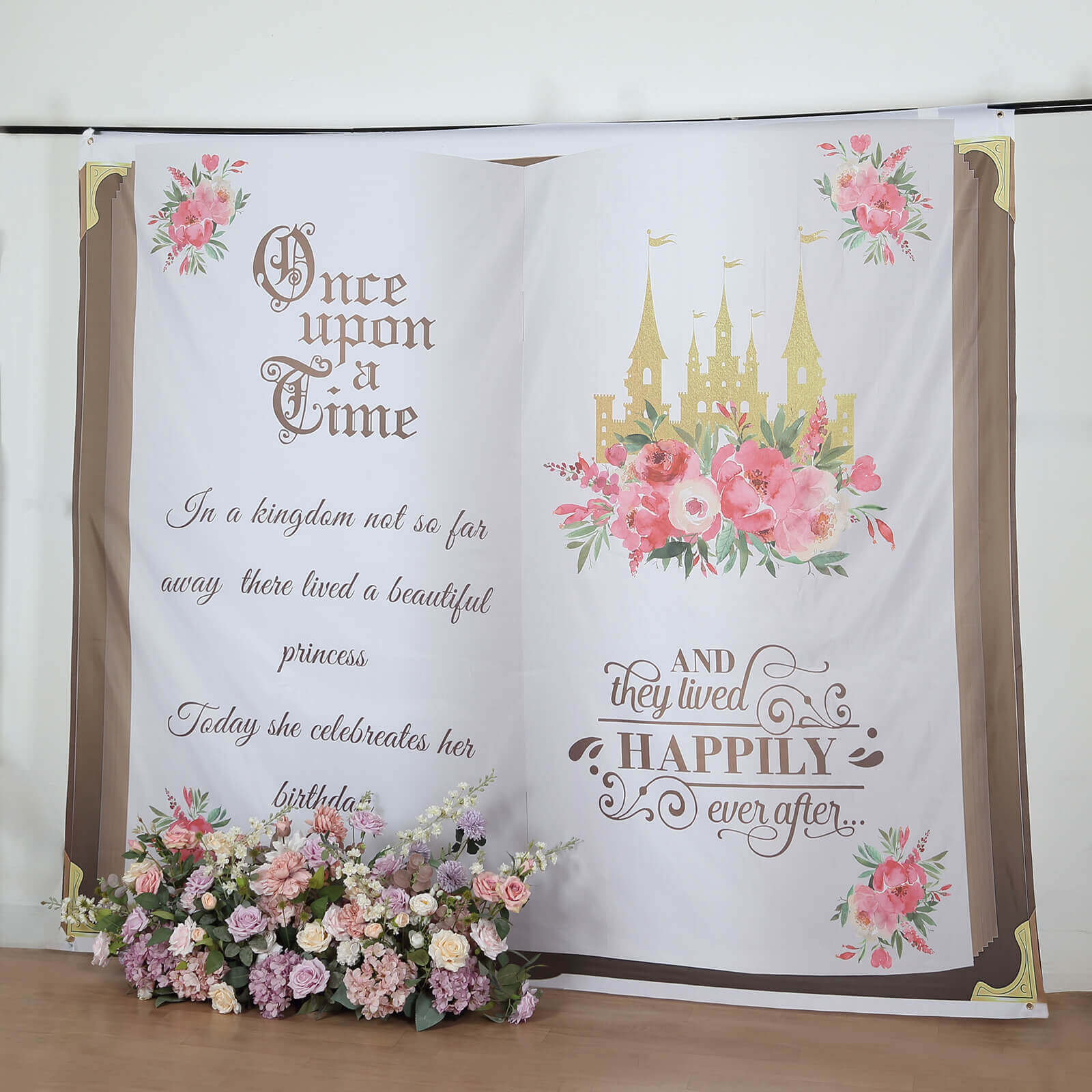 8ftx7ft Fairy Tale Book Vinyl Photography Backdrop, Once Upon a Time Princess Theme Party Photo Shoot Background