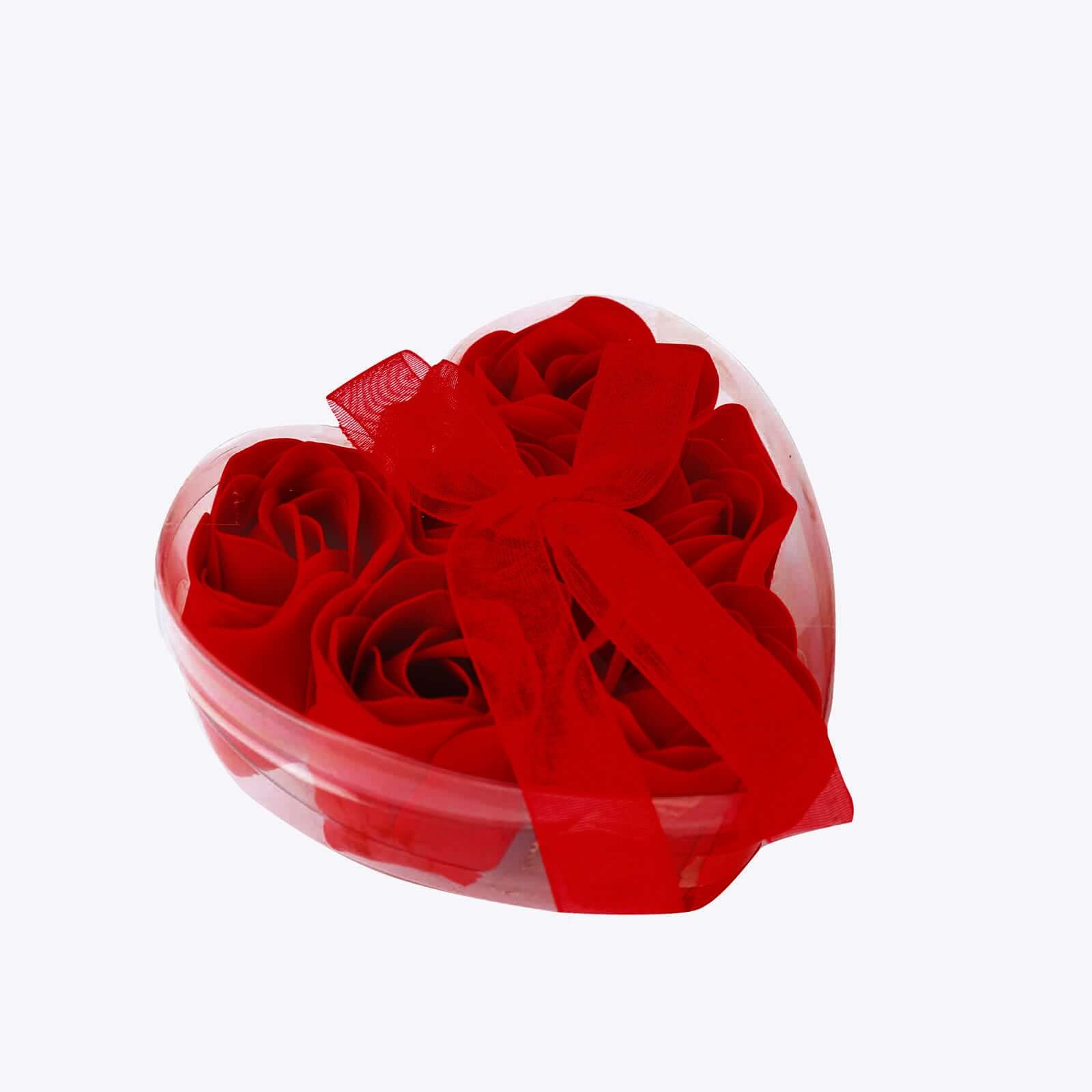 4 Pack 24 Pcs Red Scented Rose Soap Heart Shaped Party Favors With Gift Boxes And Ribbon