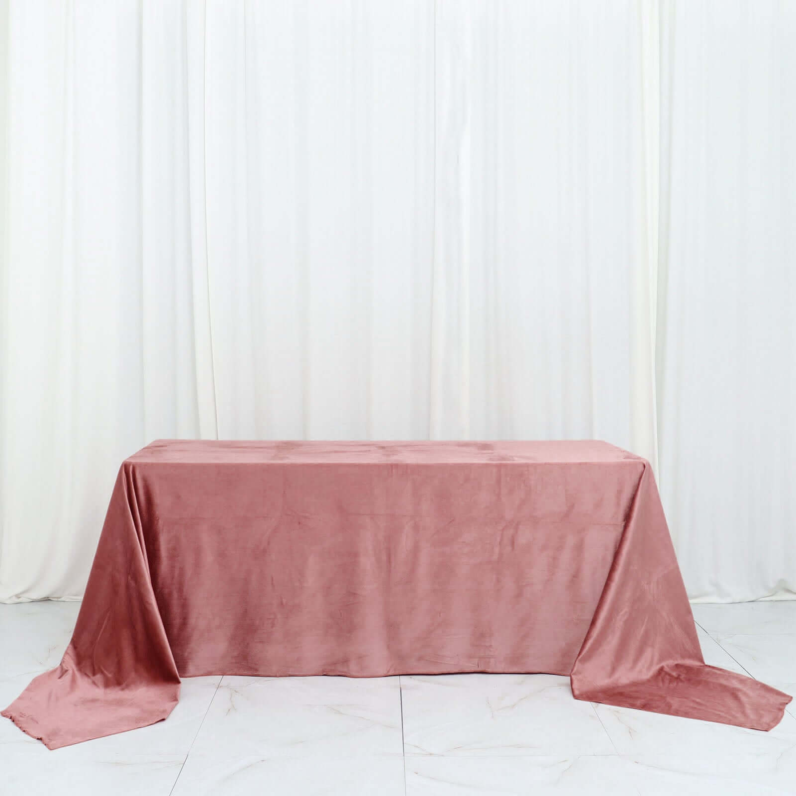 Premium Velvet 90x156 Rectangle Tablecloth Dusty Rose - Reusable Soft & Seamless Table Cover