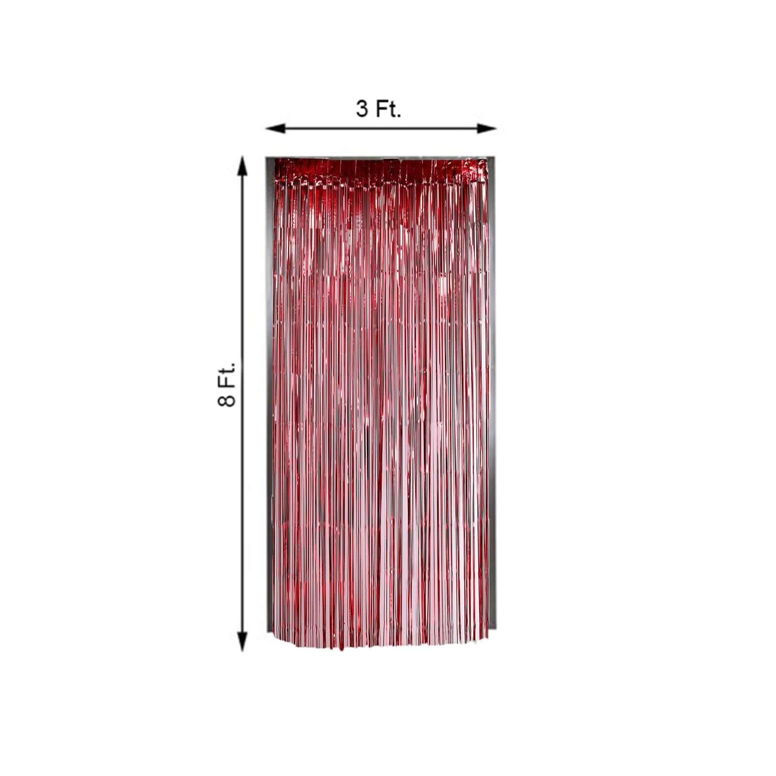 8ft Red Metallic Tinsel Foil Fringe Doorway Curtain Party Backdrop