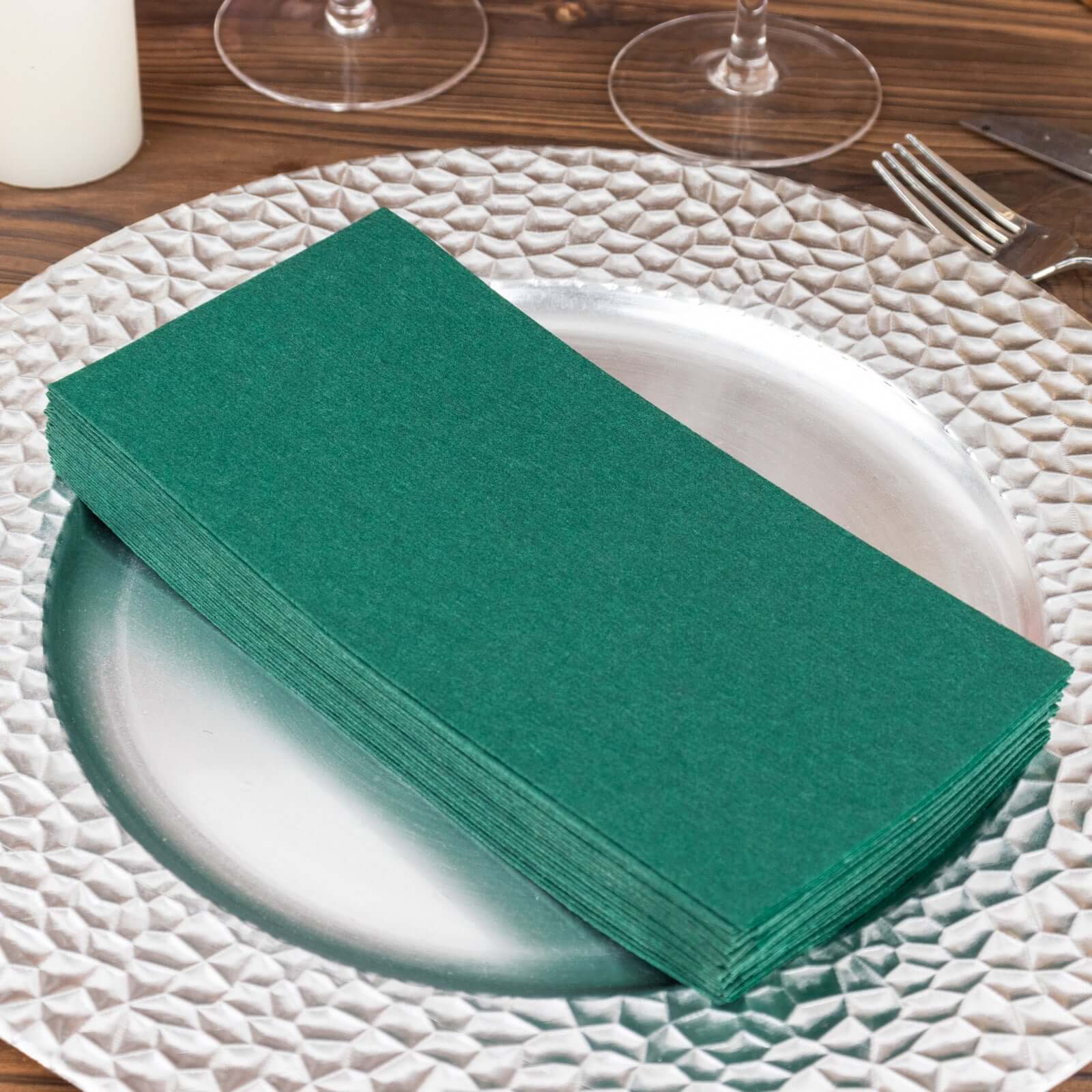 20-Pack Paper Linen-Like Napkins Hunter Emerald Green - Disposable Hygienic Airlaid Guest Towels 8.5x4