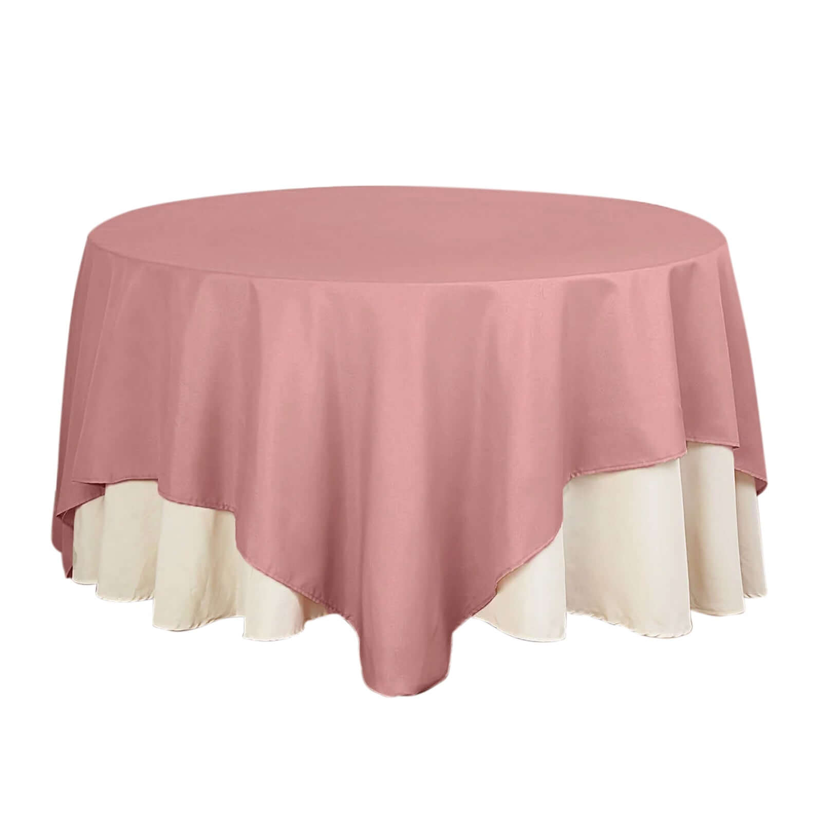 Polyester 90x90 Table Overlay Square Tablecloth Dusty Rose - Wrinkle-Resistant & Durable Table Cover