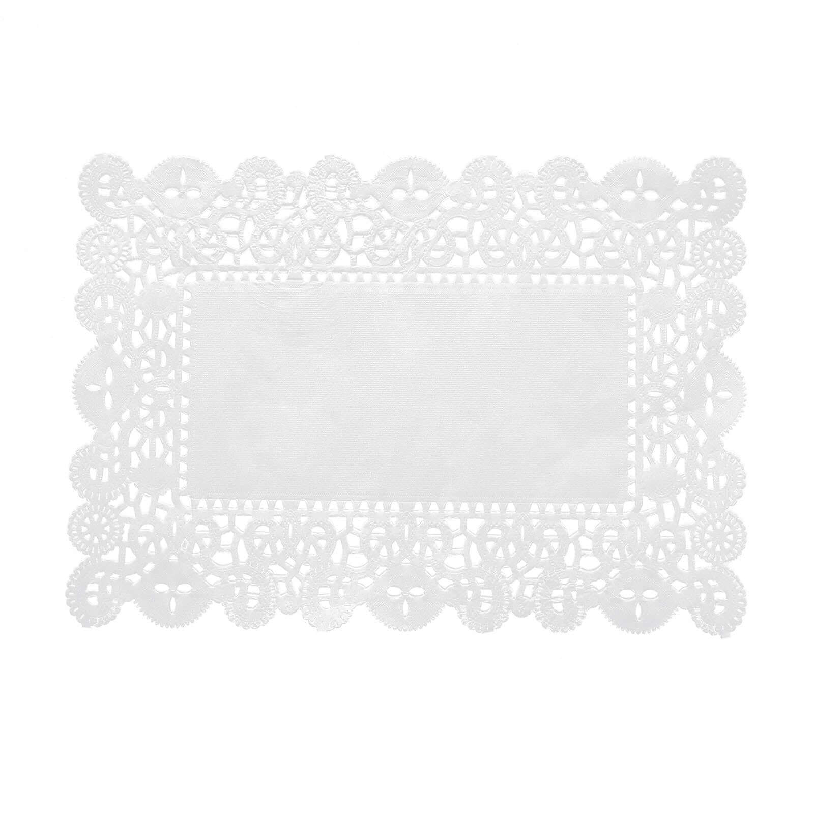 100 Pcs 7x10 Rectangle White Lace Paper Doilies, Food Grade Paper Placemats